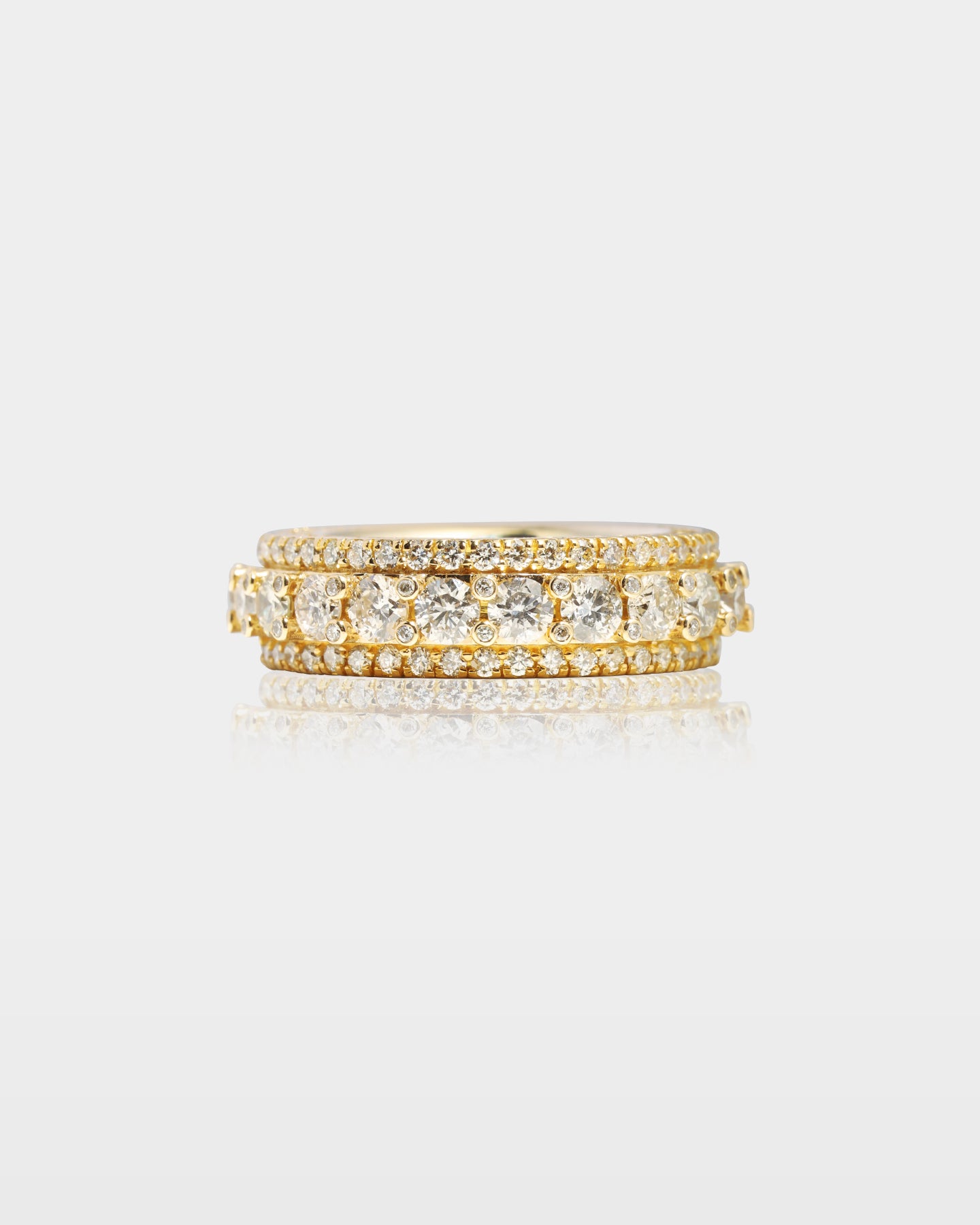 Yellow Gold Five Row Round Diamond Eternity Band | The Ice Champ Texas