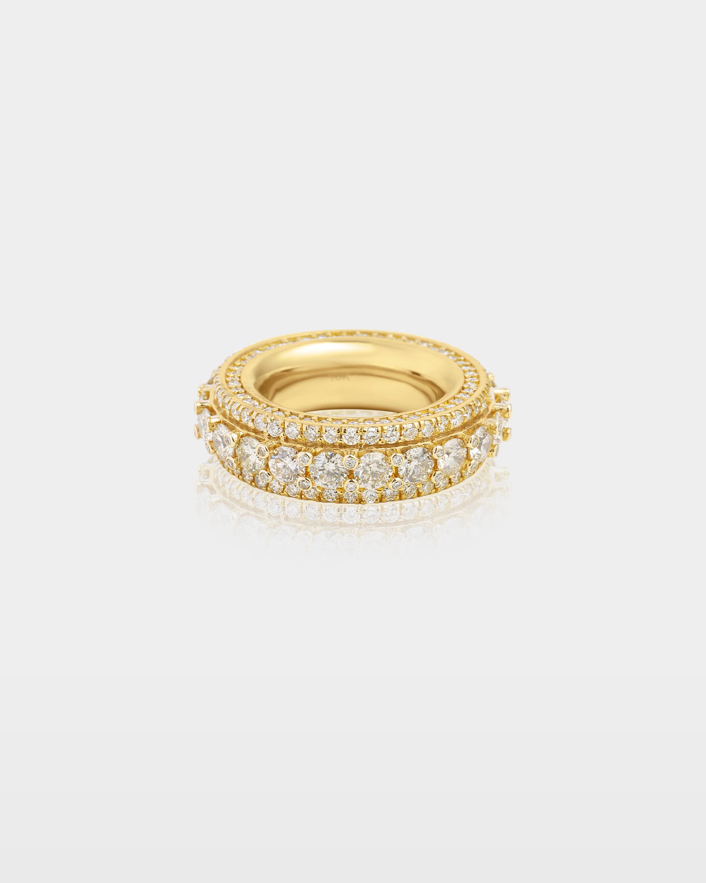 Yellow Gold Five Row Round Diamond Eternity Band | The Ice Champ Texas