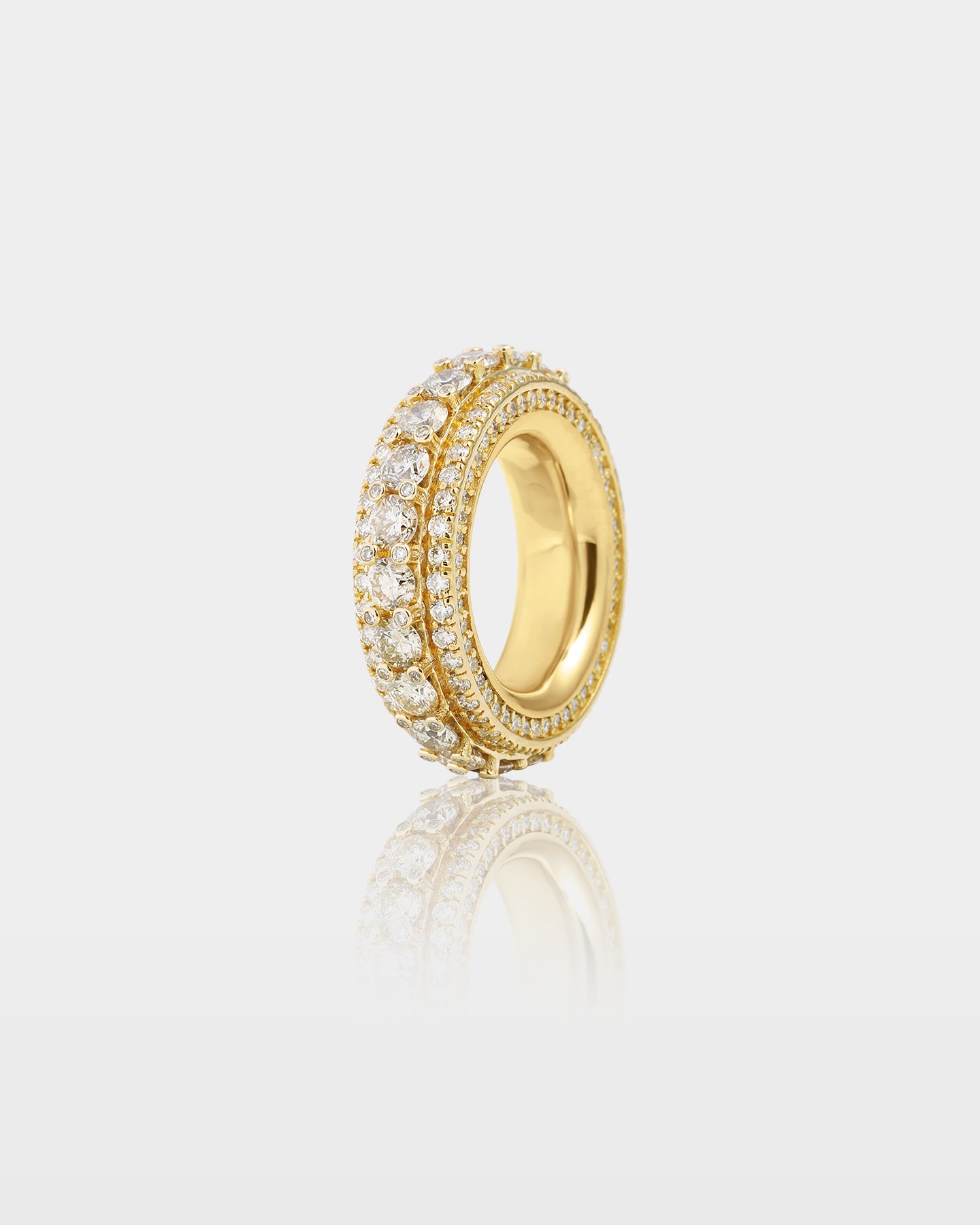 Yellow Gold Five Row Round Diamond Eternity Band | The Ice Champ Texas