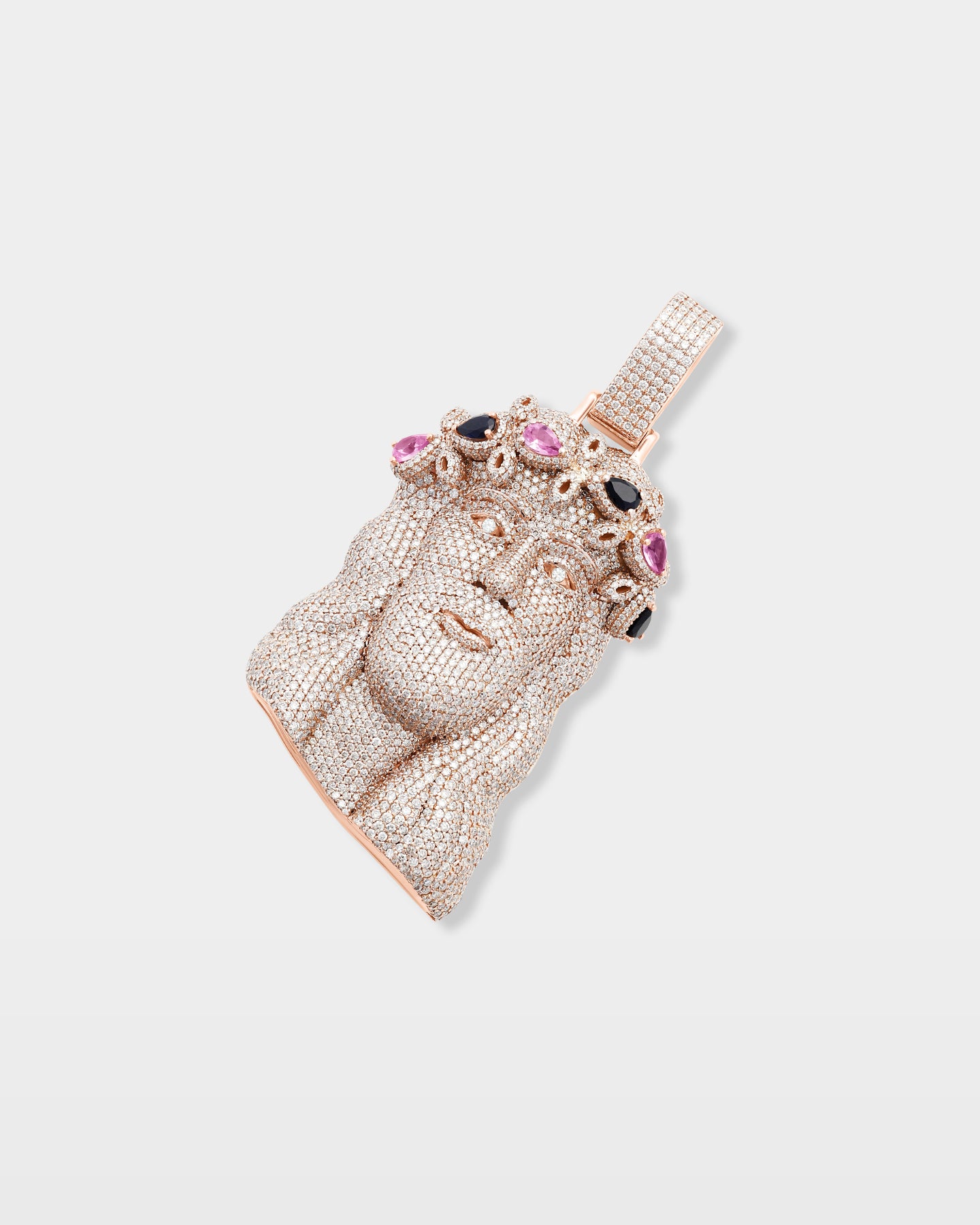 Jesus Head Ruby Sapphire & Diamond Pendant | The Ice Champ Mens Jewelry