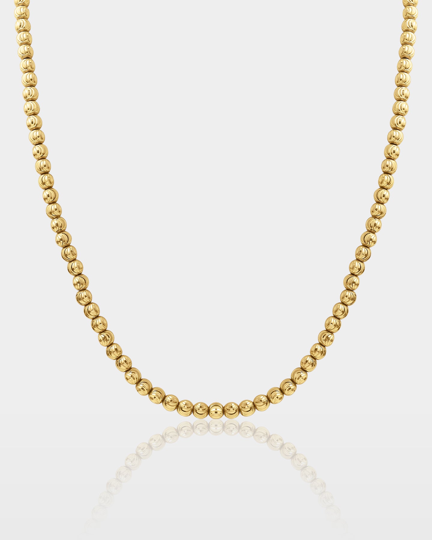 Yellow Gold Moon Cut Bead Chain | The Ice Champ Grapevine
