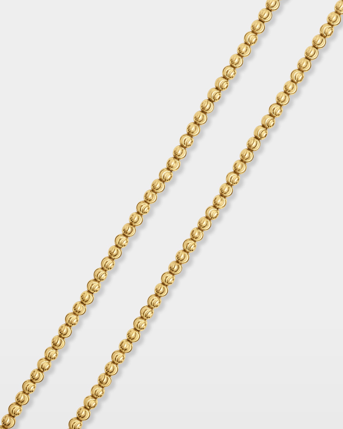 Yellow Gold Moon Cut Bead Chain | The Ice Champ Grapevine