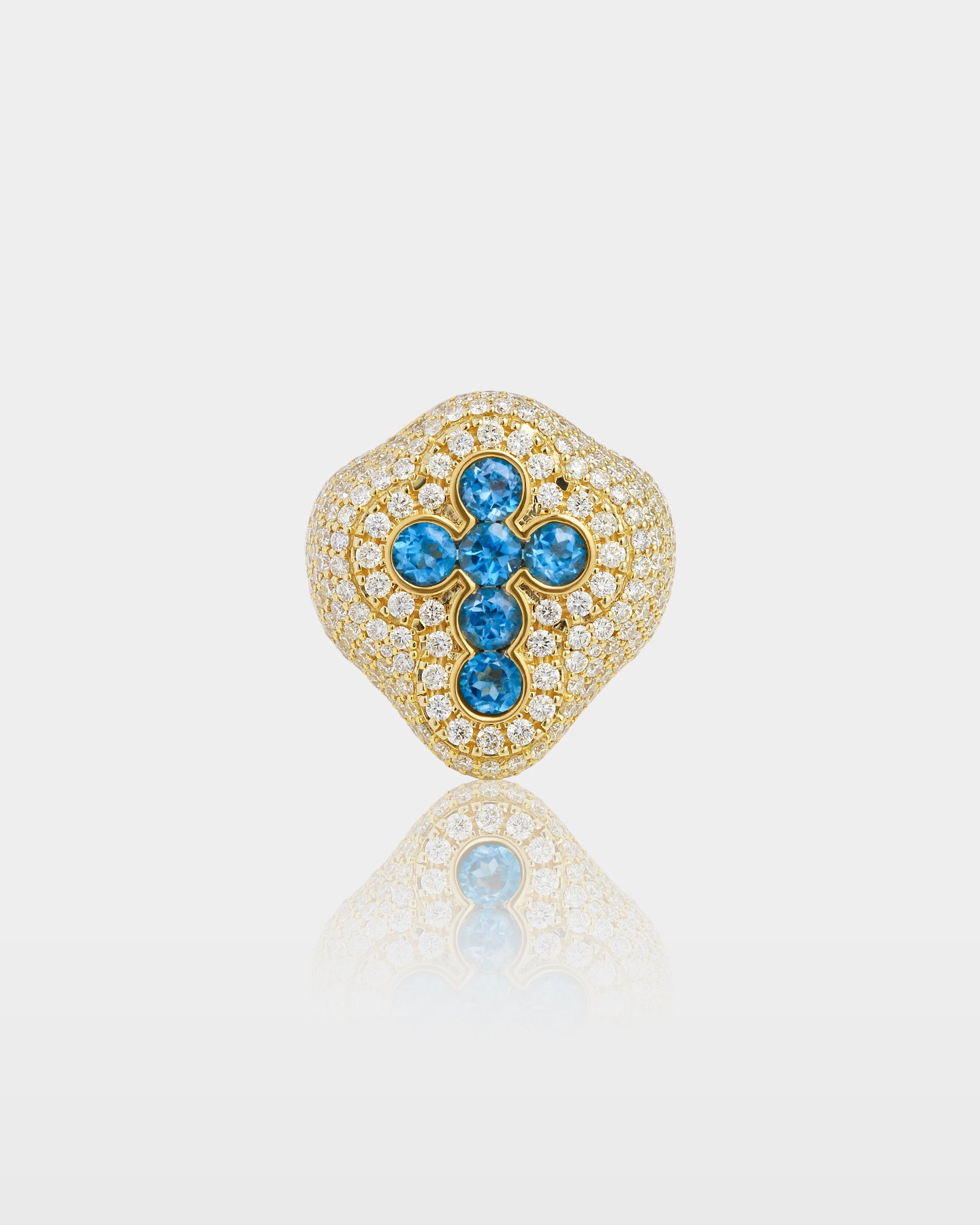 10K Gold Topaz Cross Diamond Signet Ring | The Ice Champ DFW