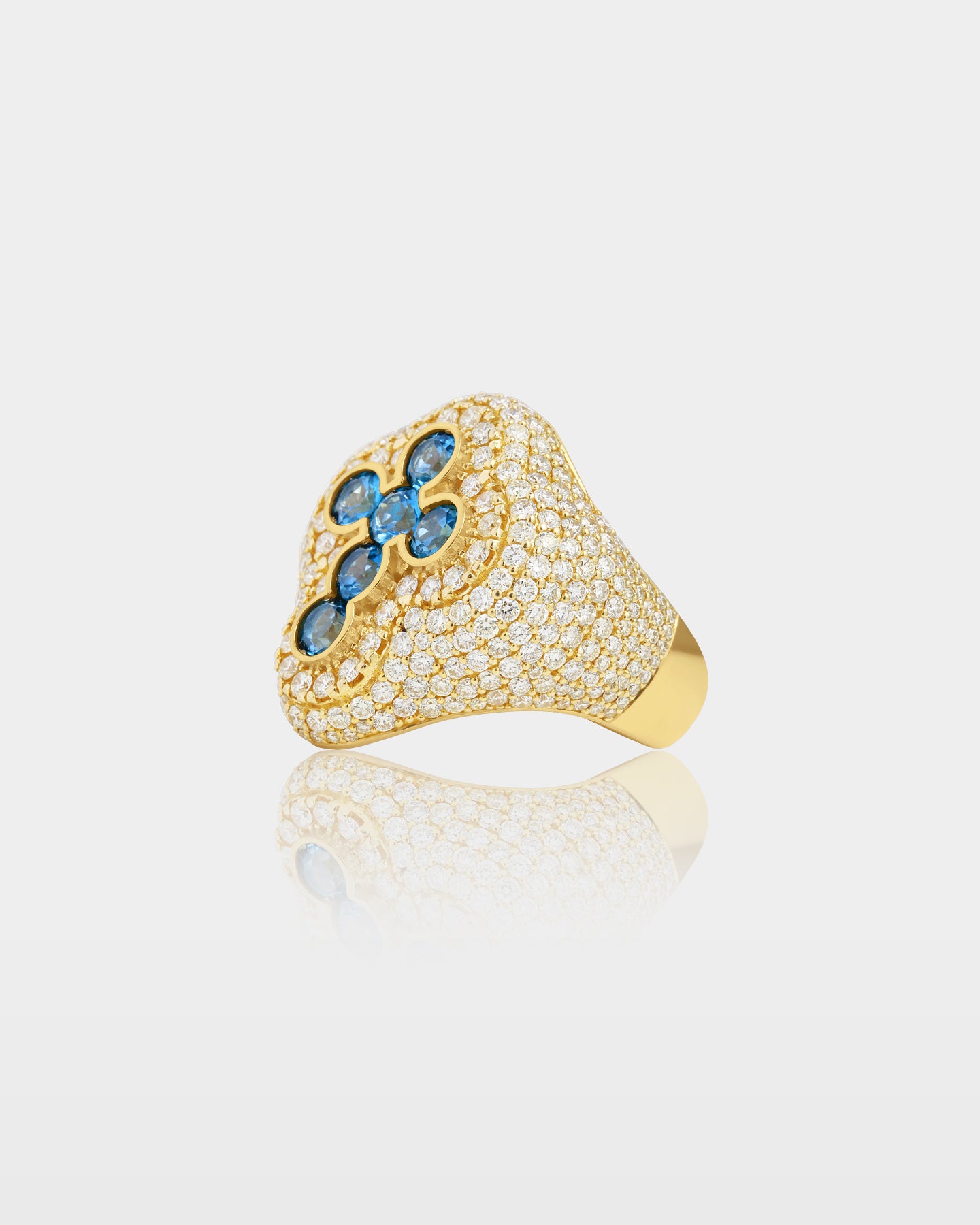 10K Gold Topaz Cross Diamond Signet Ring | The Ice Champ DFW