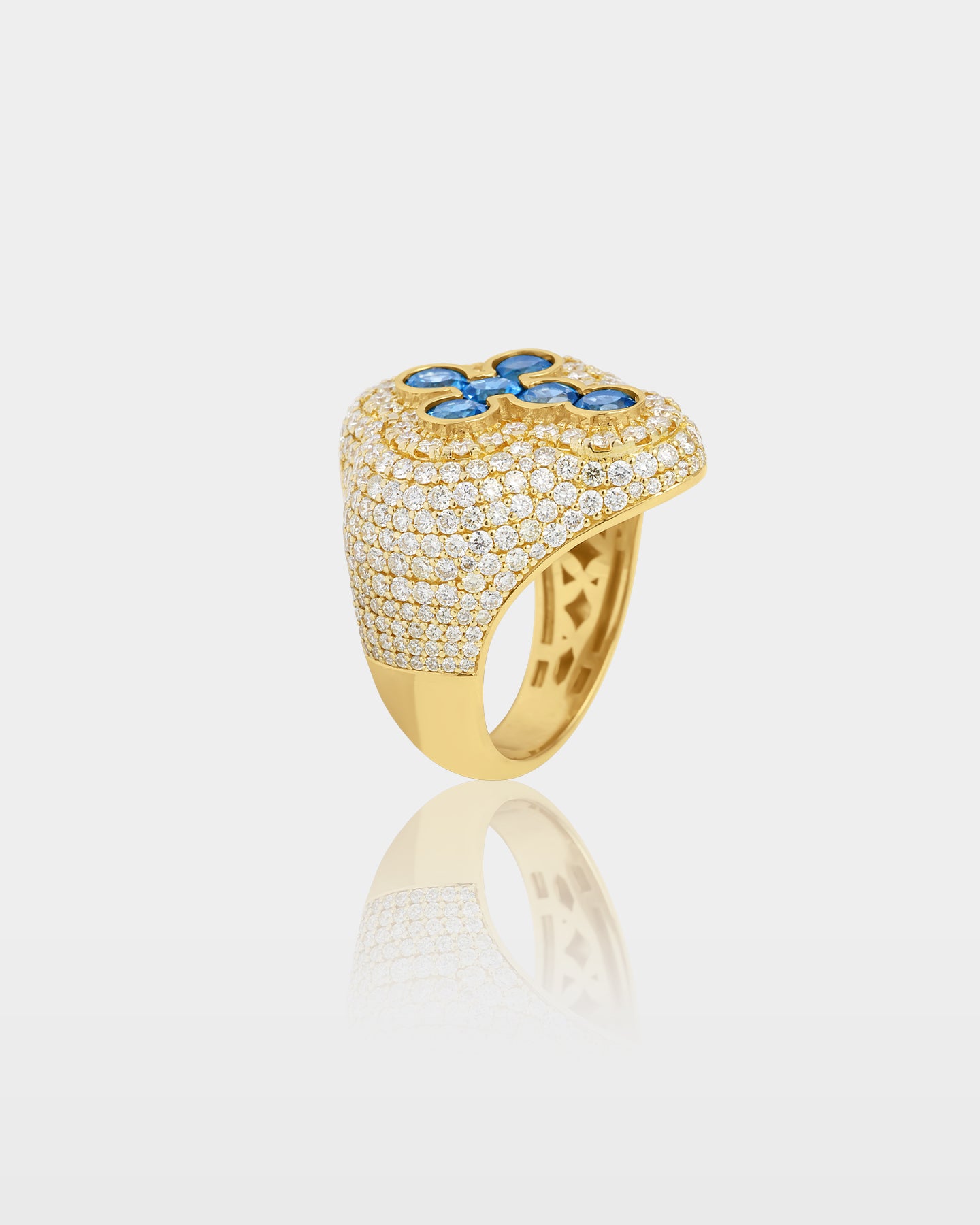 10K Gold Topaz Cross Diamond Signet Ring | The Ice Champ DFW