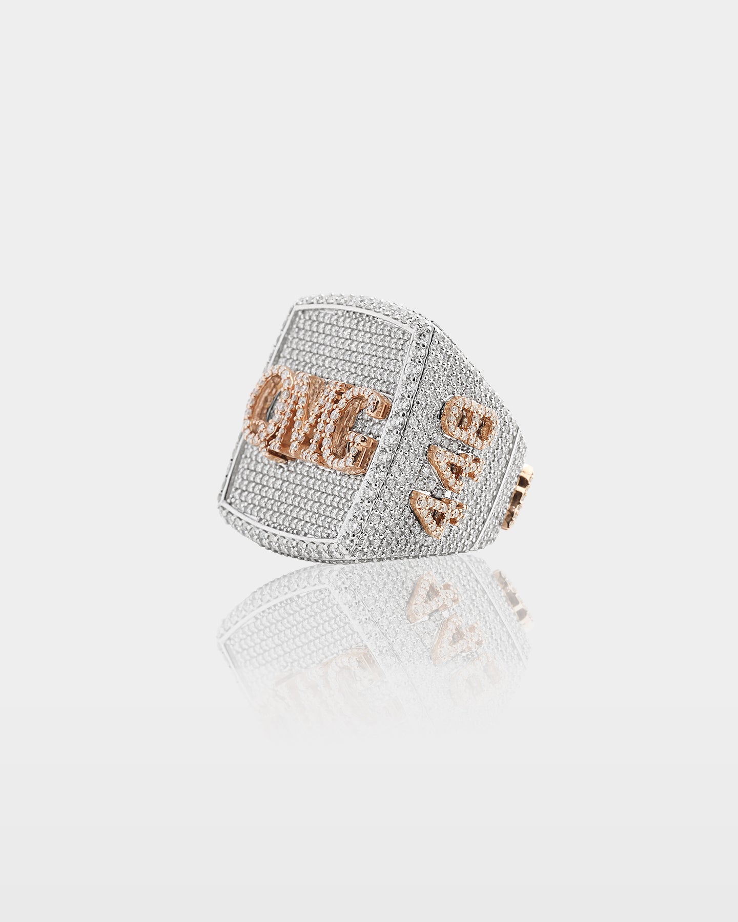 Two Tone 'QMG' Diamond Statement Ring | The Ice Champ 10k Gold Rings