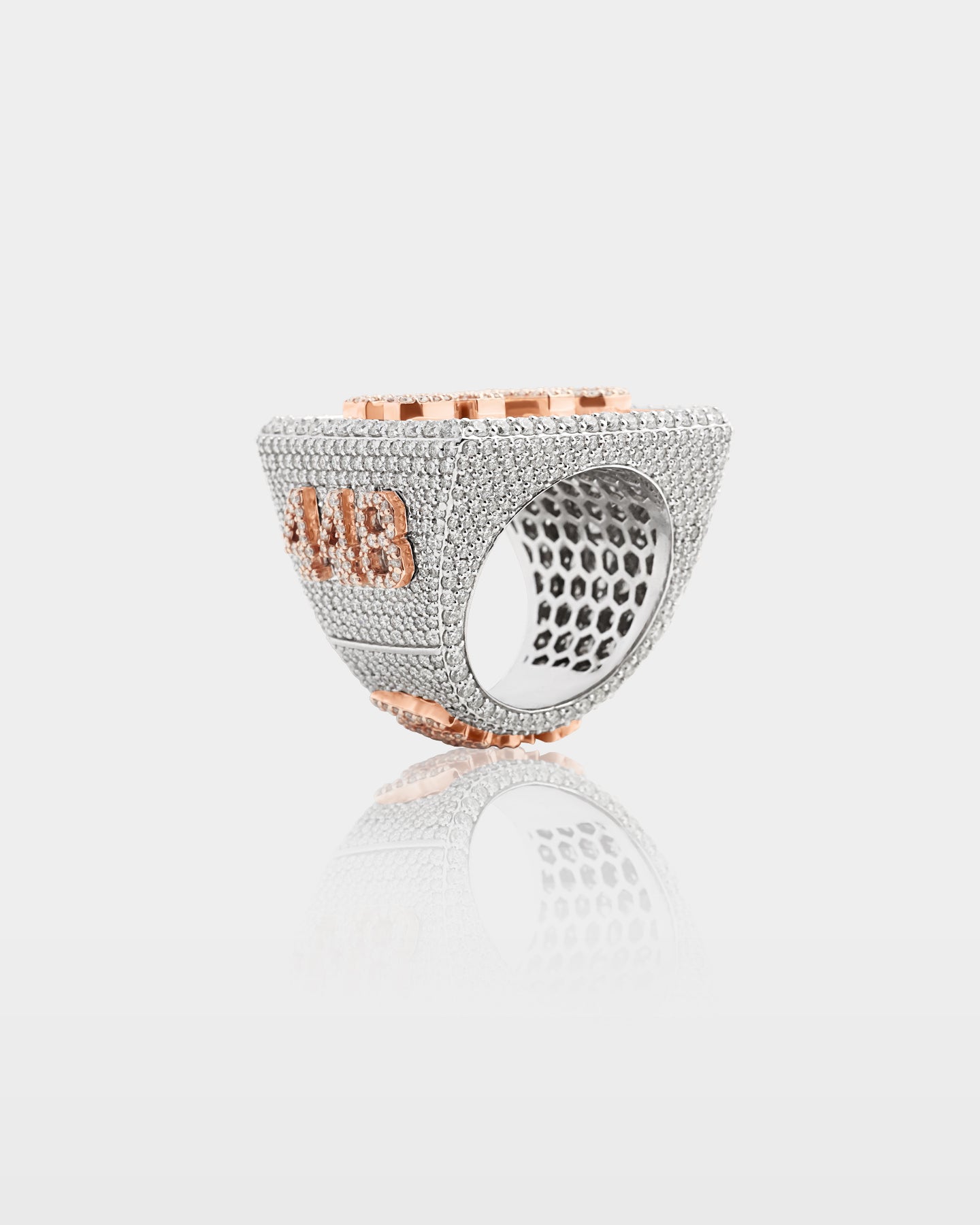 Two Tone 'QMG' Diamond Statement Ring | The Ice Champ 10k Gold Rings