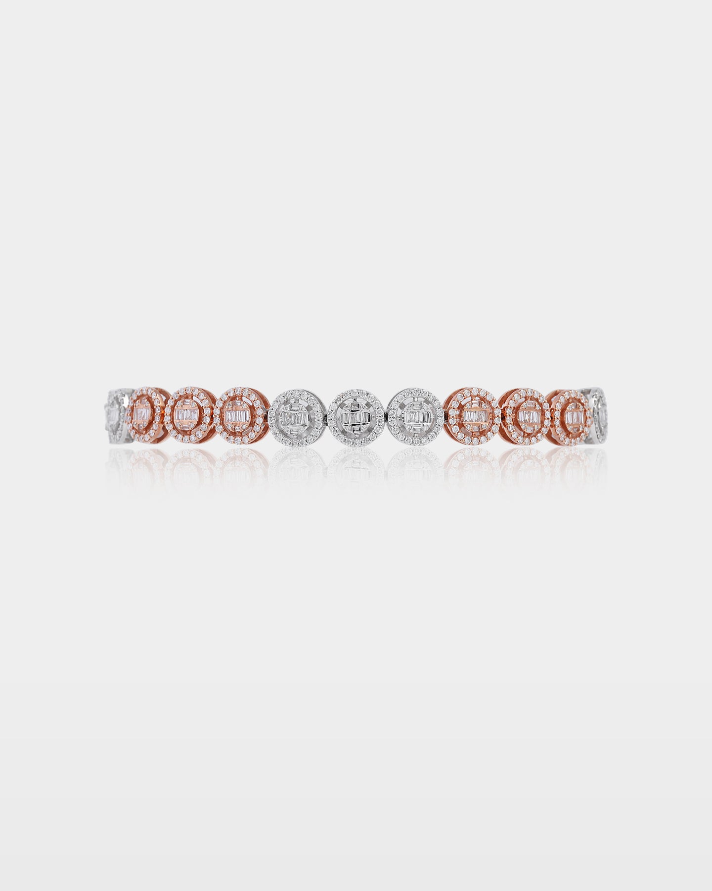 Two-Tone Circle Cluster Diamond Link Bracelet | The Ice Champ Texas