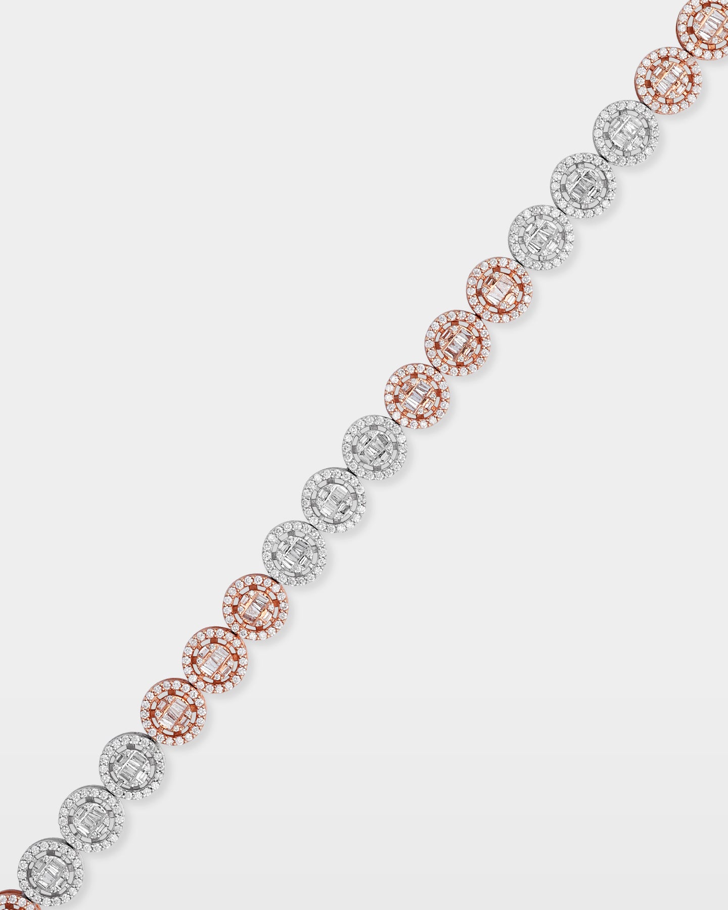 Two-Tone Circle Cluster Diamond Link Bracelet | The Ice Champ Texas