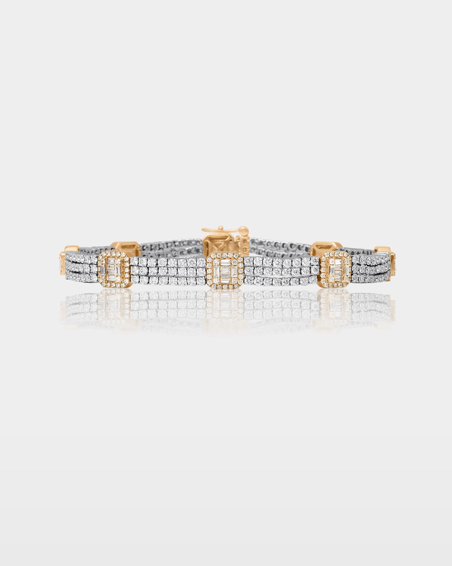 White and Yellow Diamond Halo Link Bracelet | The Ice Champ Dallas, TX