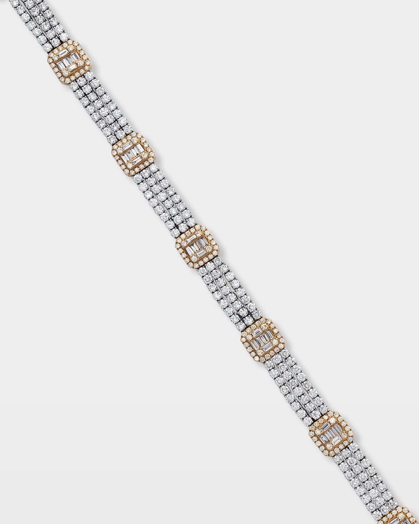 White and Yellow Diamond Halo Link Bracelet | The Ice Champ Dallas, TX