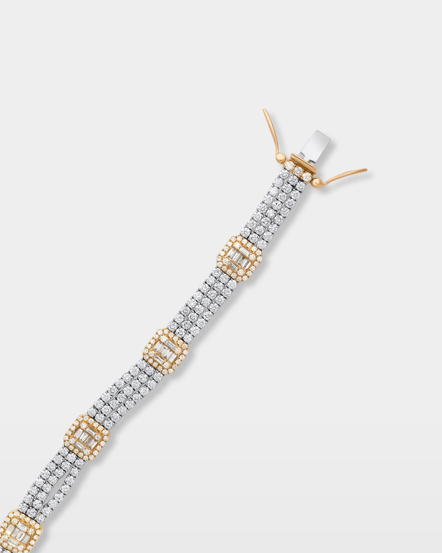 White and Yellow Diamond Halo Link Bracelet | The Ice Champ Dallas, TX