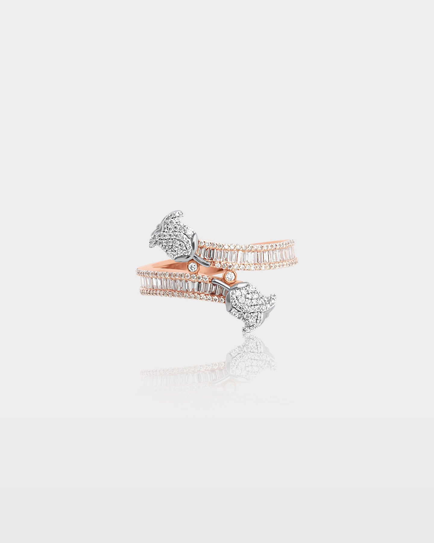 Two Tone Double-Rose Diamond Wrap Ring | The Ice Champ Jewelry