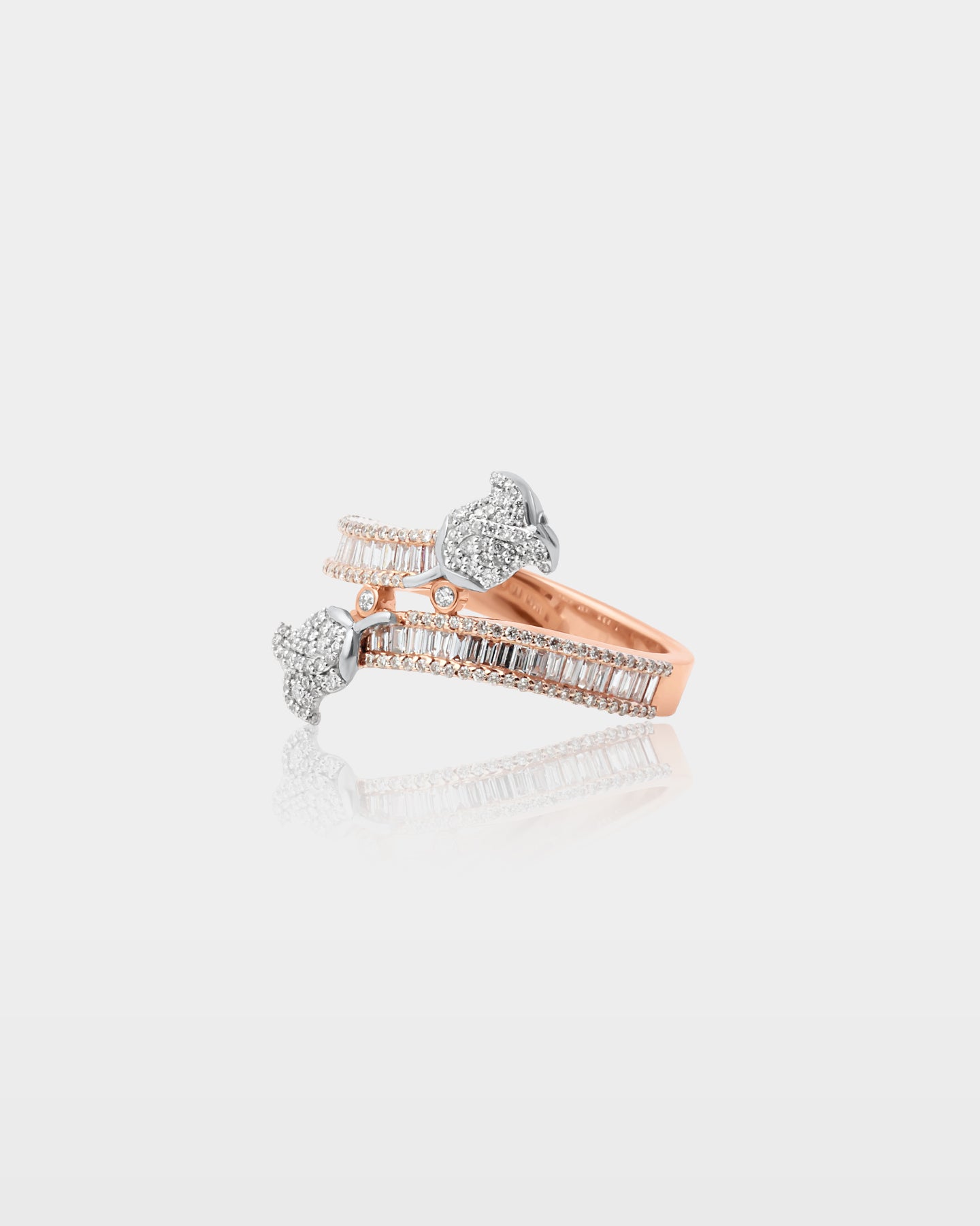 Two Tone Double-Rose Diamond Wrap Ring | The Ice Champ Jewelry
