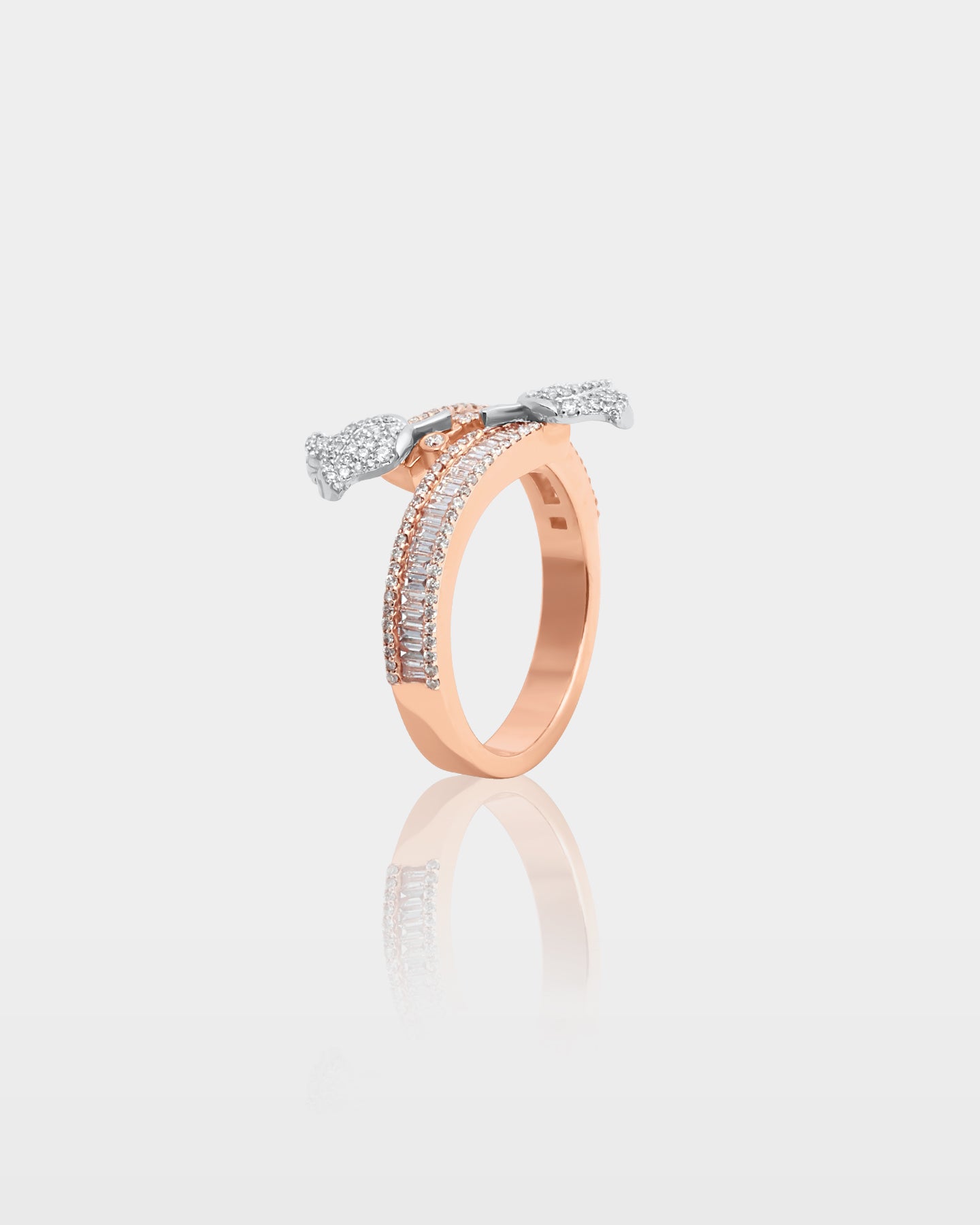 Two Tone Double-Rose Diamond Wrap Ring | The Ice Champ Jewelry
