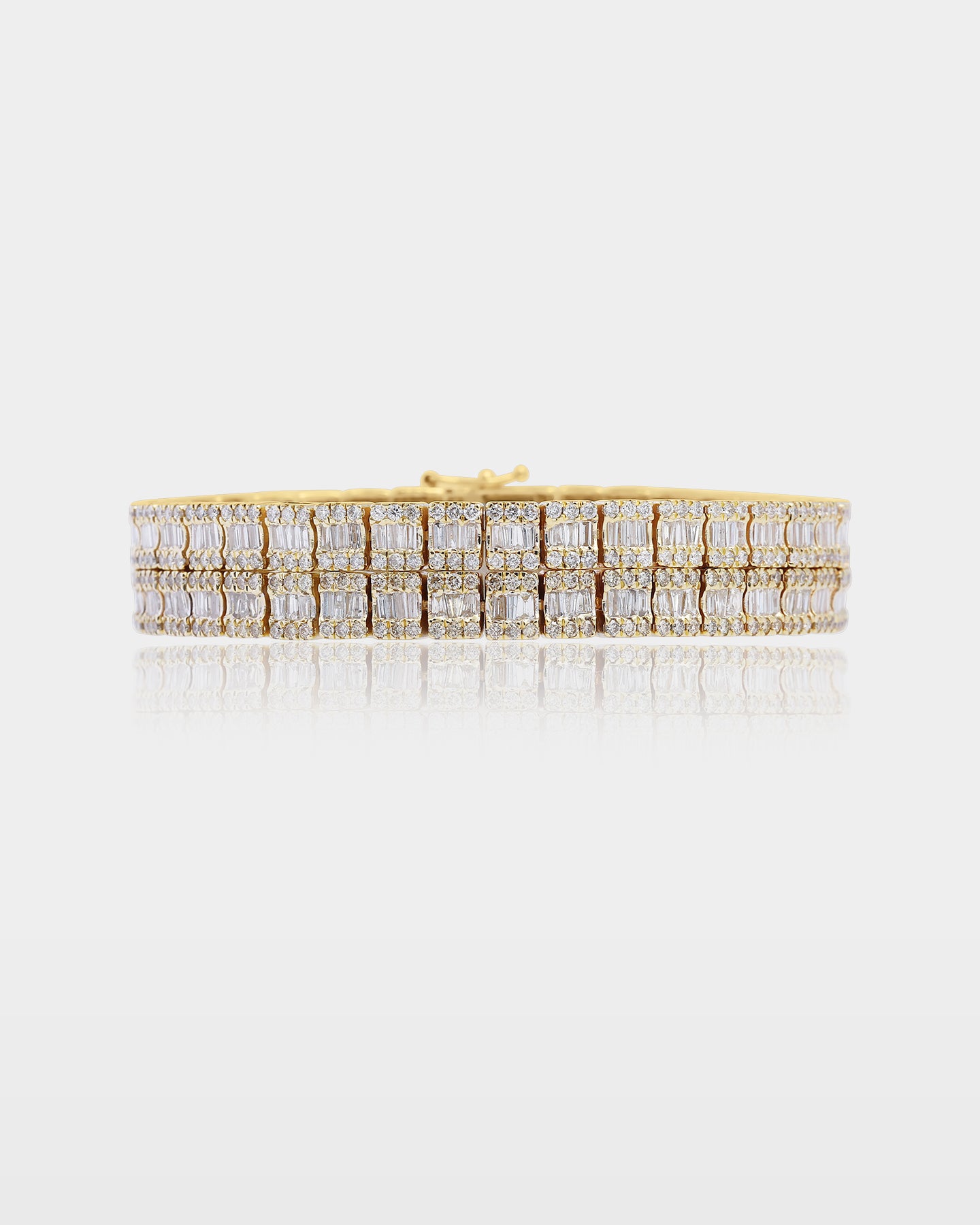 Yellow Gold Double Row Diamond Tennis Bracelet | The Ice Champ Jewelry