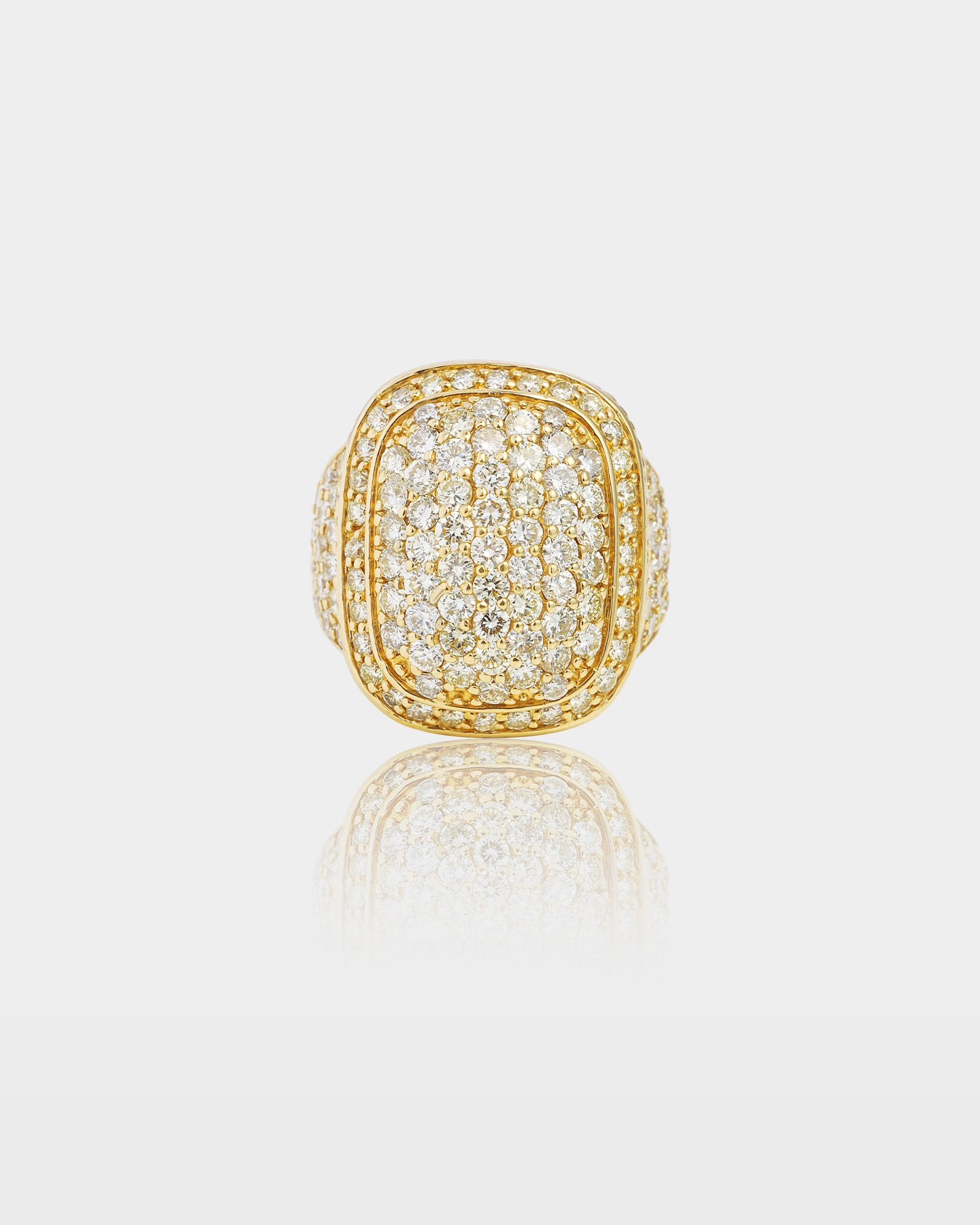 Men's Gold Elongated Cushion Diamond Signet Ring | The Ice Champ Jewelers