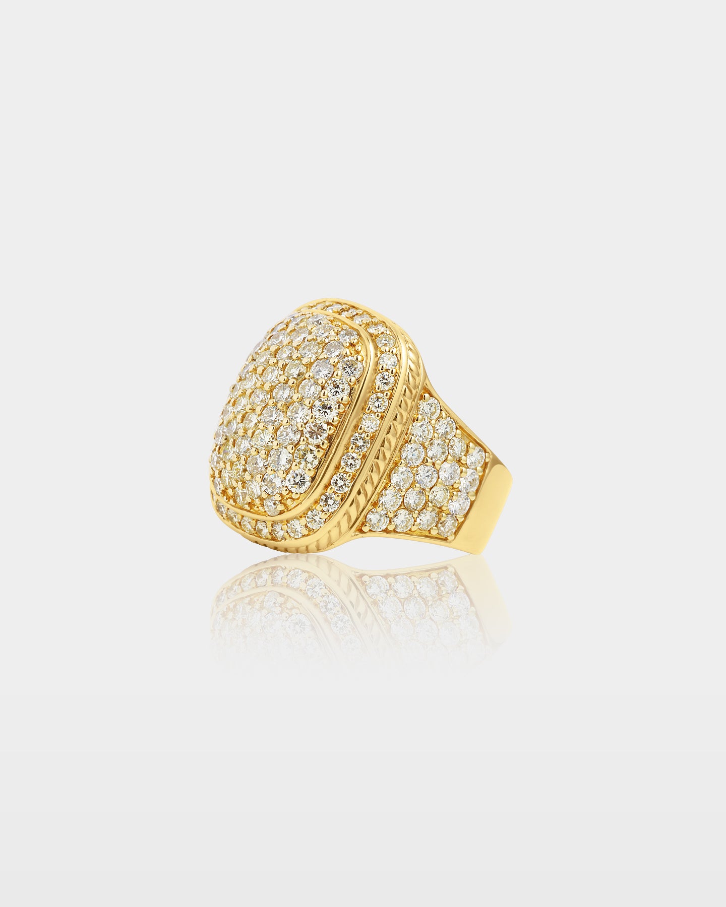 Men's Gold Elongated Cushion Diamond Signet Ring | The Ice Champ Jewelers
