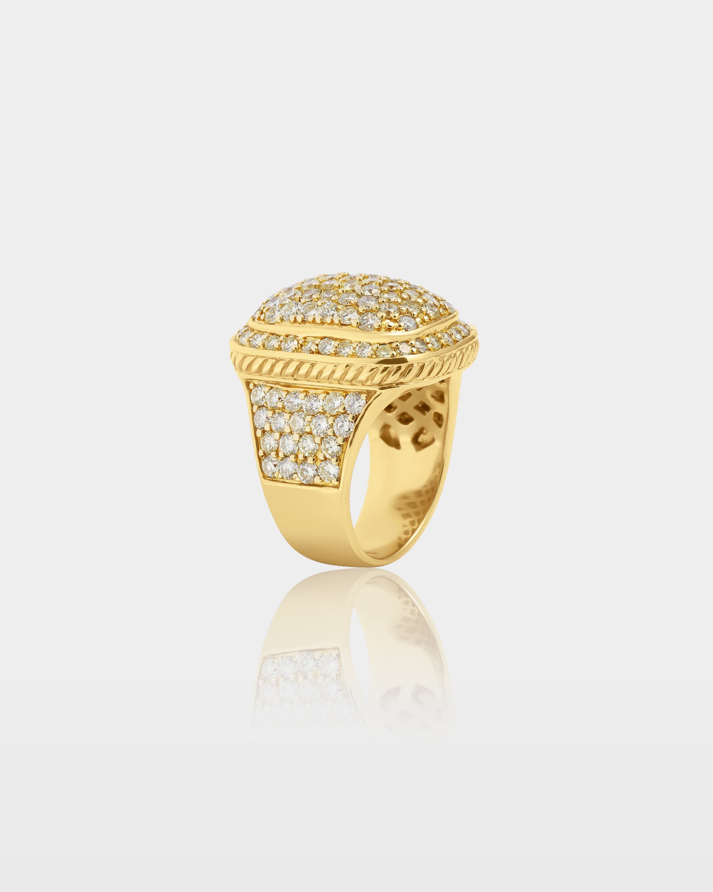 Men's Gold Elongated Cushion Diamond Signet Ring | The Ice Champ Jewelers