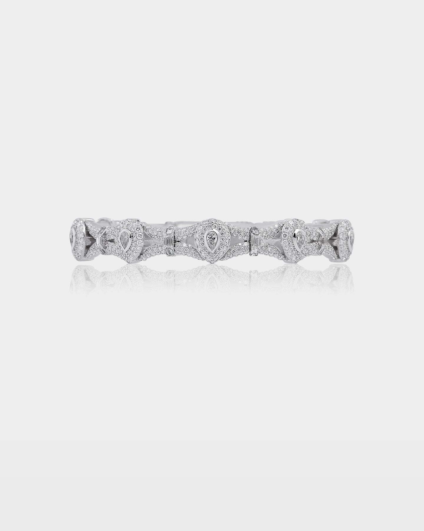 White Gold Pear Diamond Link Bracelet | The Ice Champ Jewelry Dallas