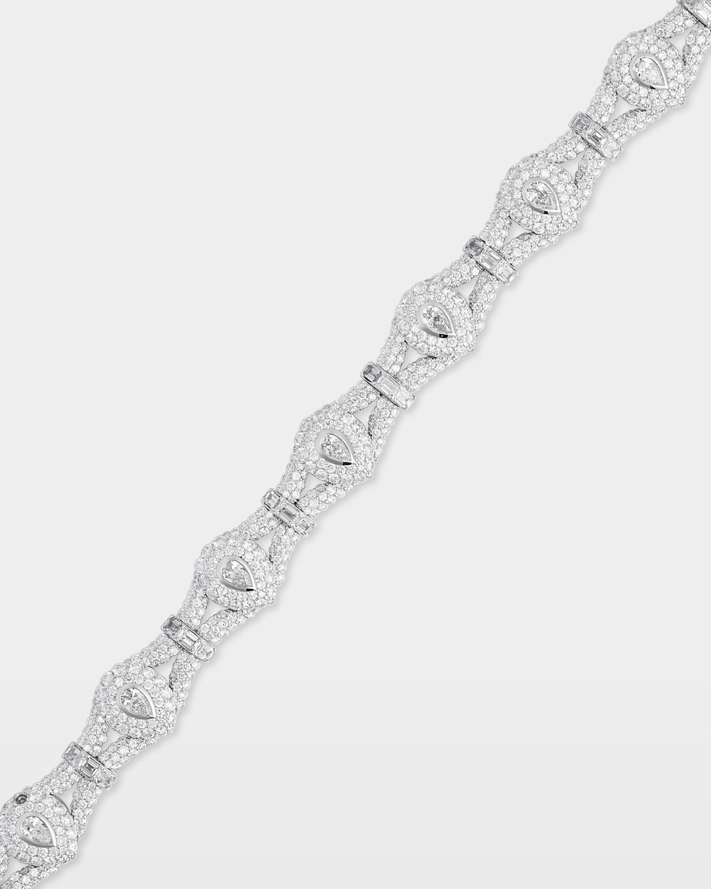 White Gold Pear Diamond Link Bracelet | The Ice Champ Jewelry Dallas