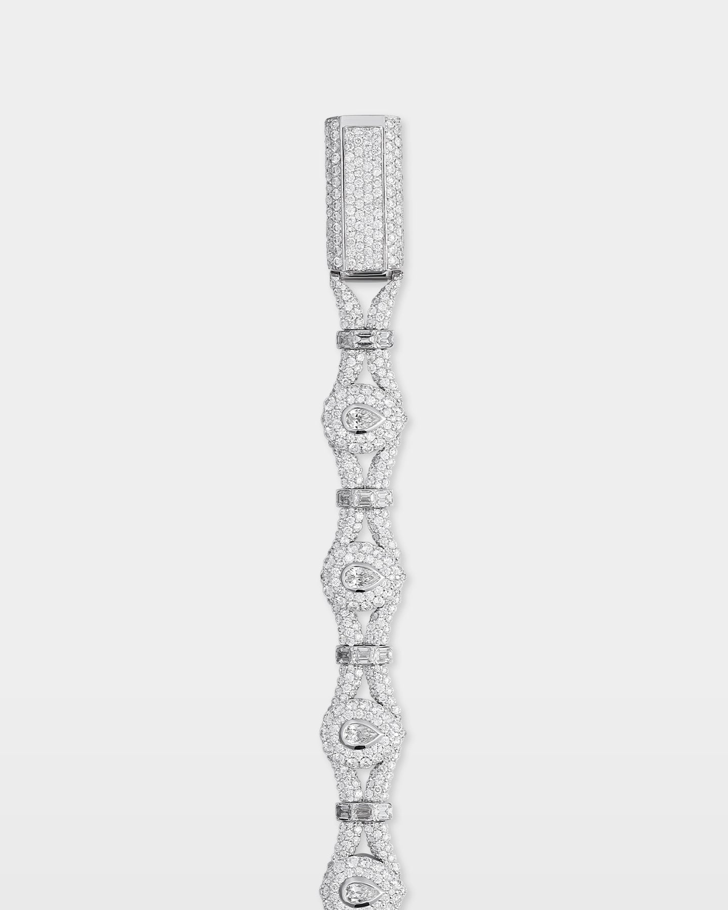 White Gold Pear Diamond Link Bracelet | The Ice Champ Jewelry Dallas
