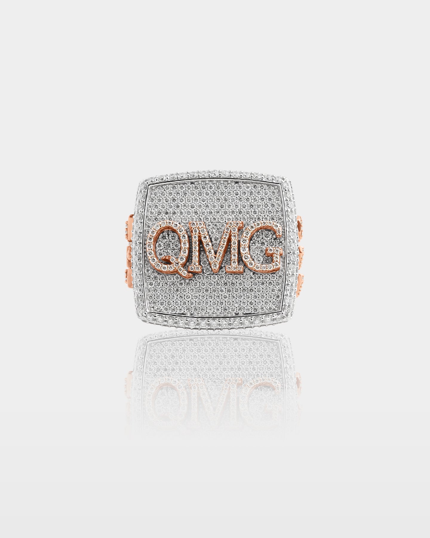 Two Tone 'QMG' Diamond Statement Ring | The Ice Champ 10k Gold Rings