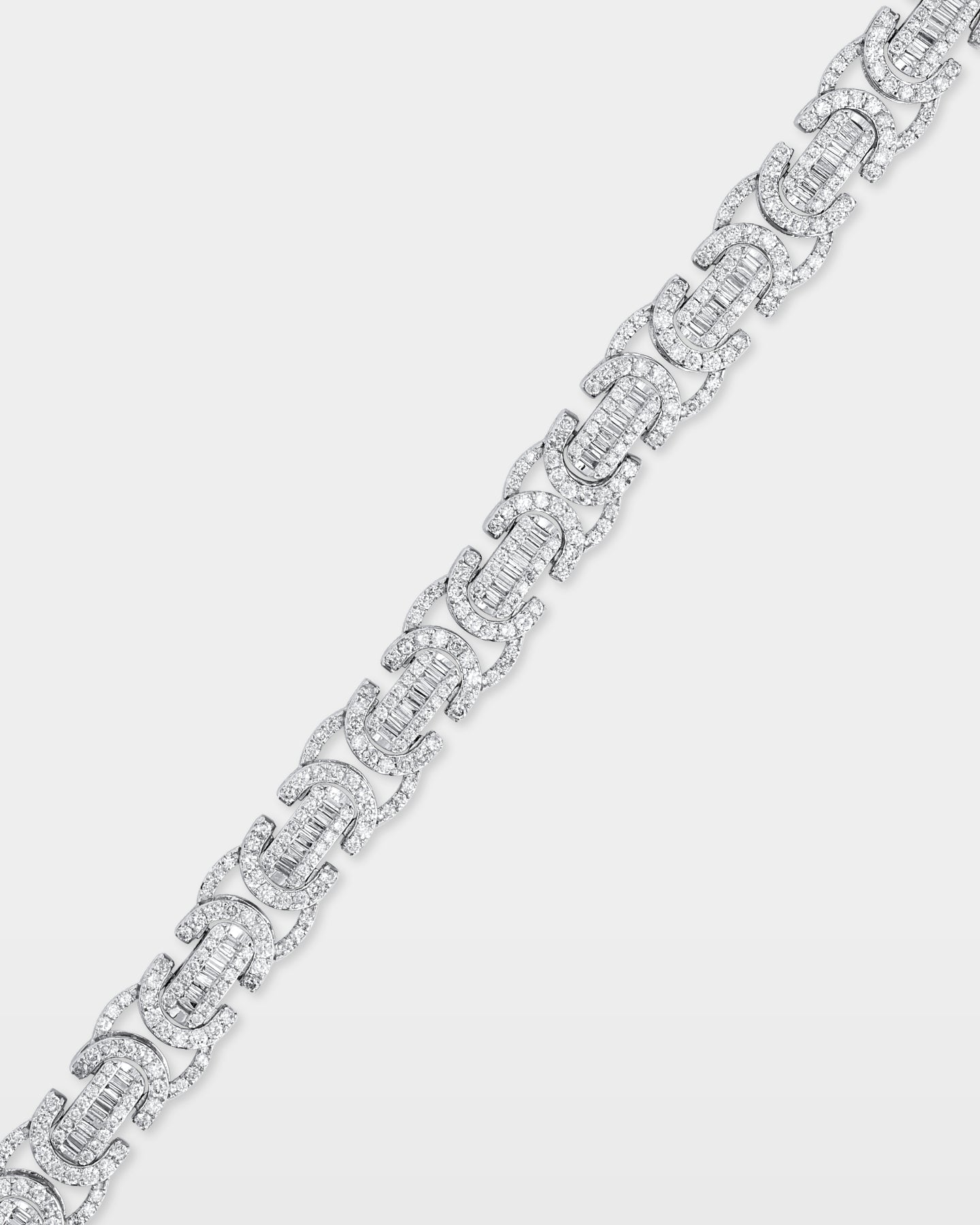 White Gold Sculpted Diamond Link Bracelet | The Ice Champ DFW