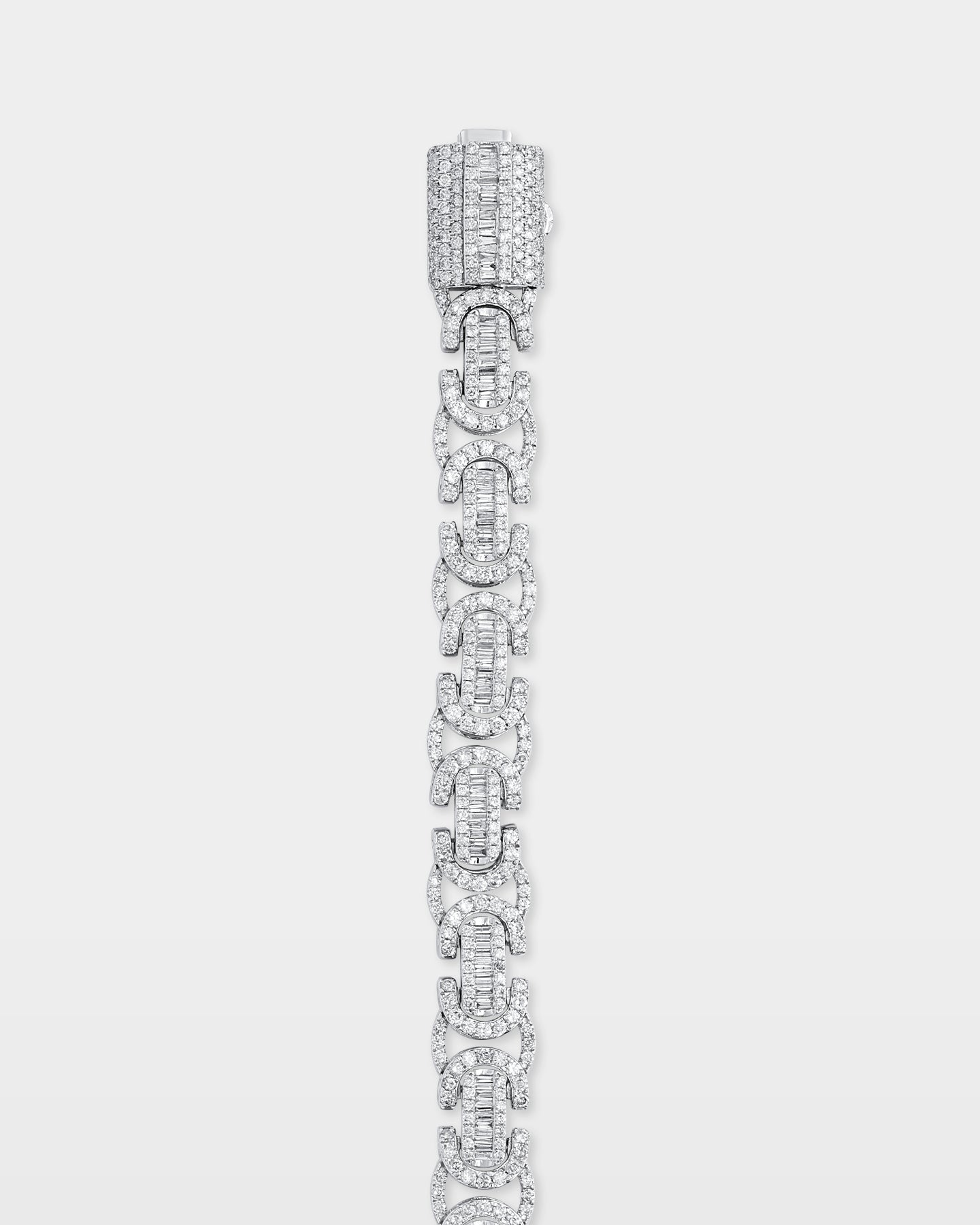 White Gold Sculpted Diamond Link Bracelet | The Ice Champ DFW