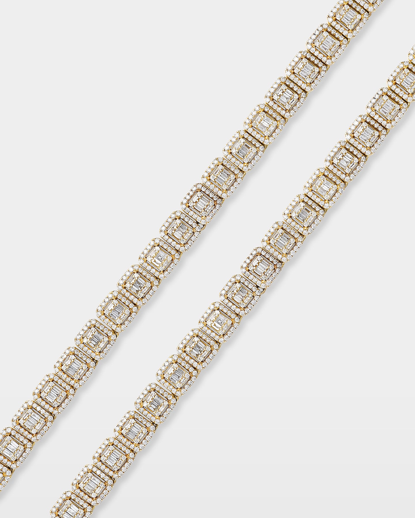 Mens Square Halo Baguette Diamond Tennis Necklace | The Ice Champ Dallas