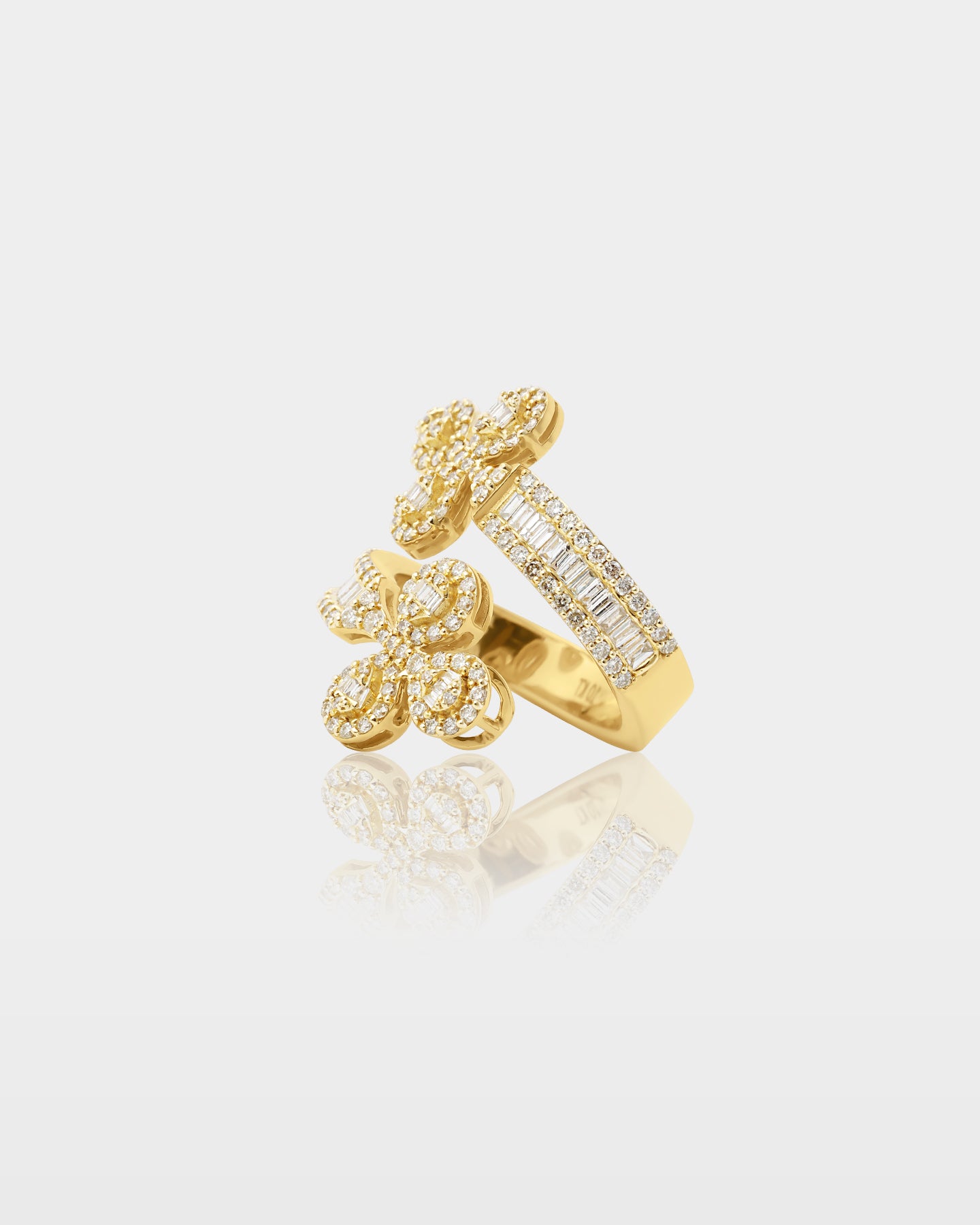 Gold Trefoil Flower Diamond Wrap Ring | The Ice Champ Jewelry
