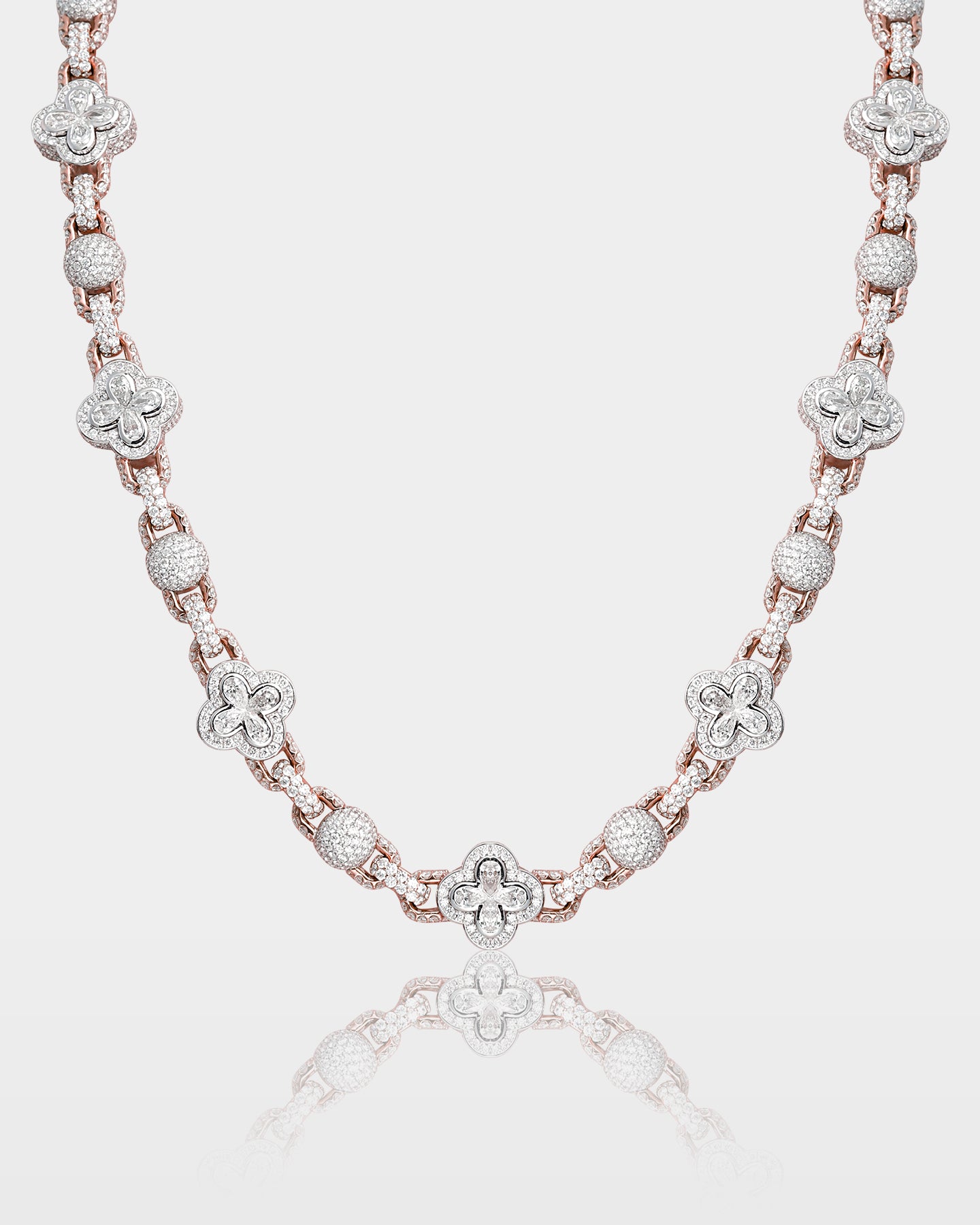 Gold Pear Clover & Ball Diamond Link Chain | The Ice Champ Mens Necklaces 