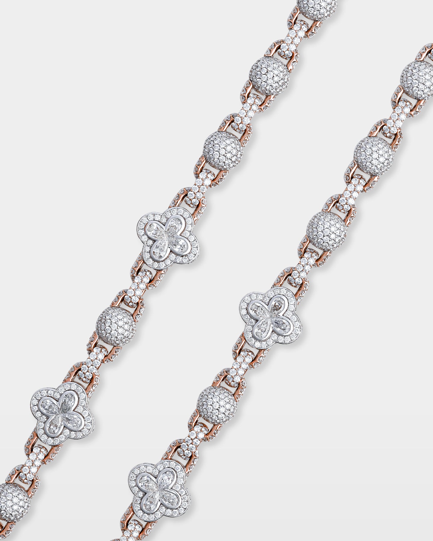 Gold Pear Clover & Ball Diamond Link Chain | The Ice Champ Mens Necklaces 