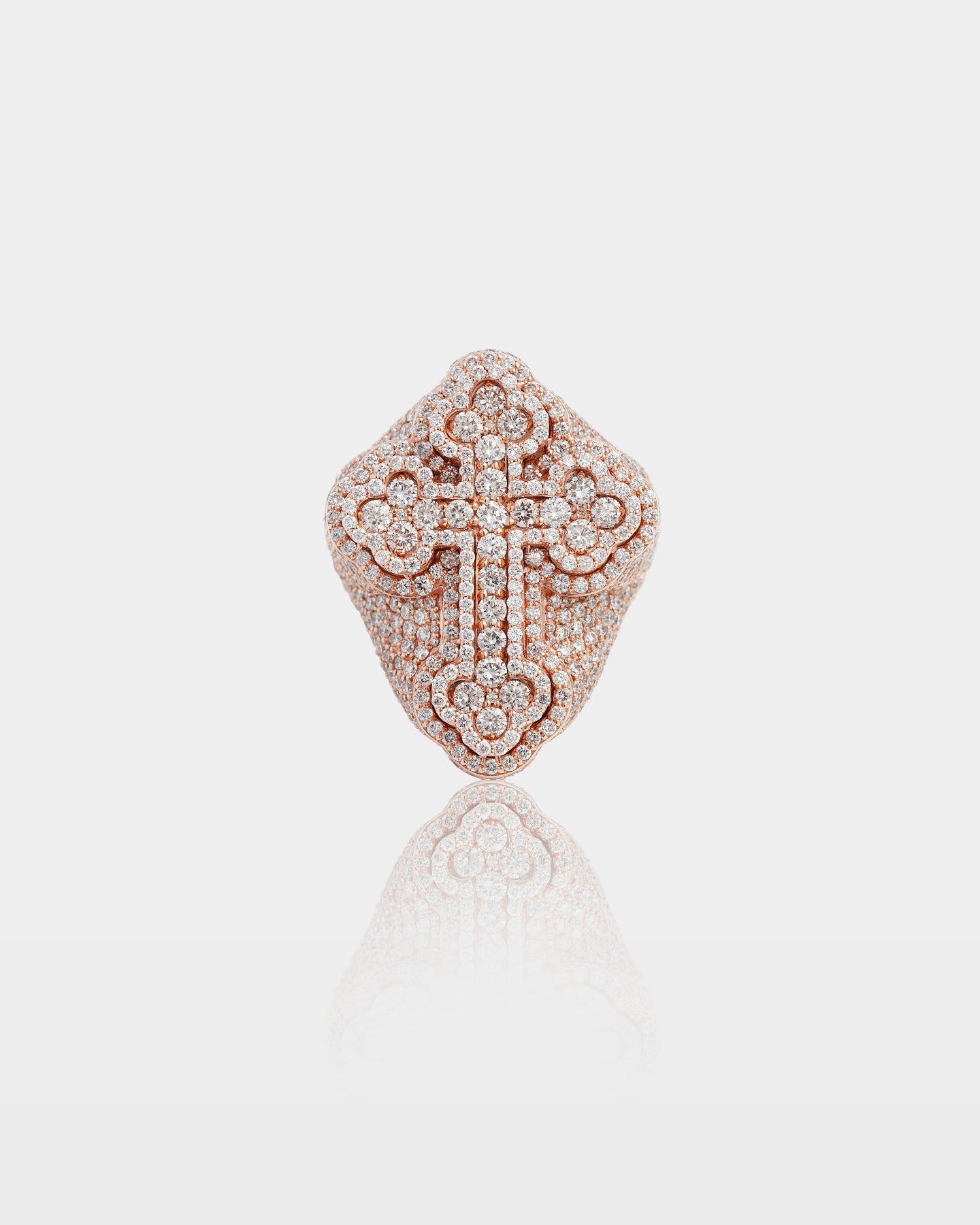 Gold Pavé Diamond Cross Statement Ring