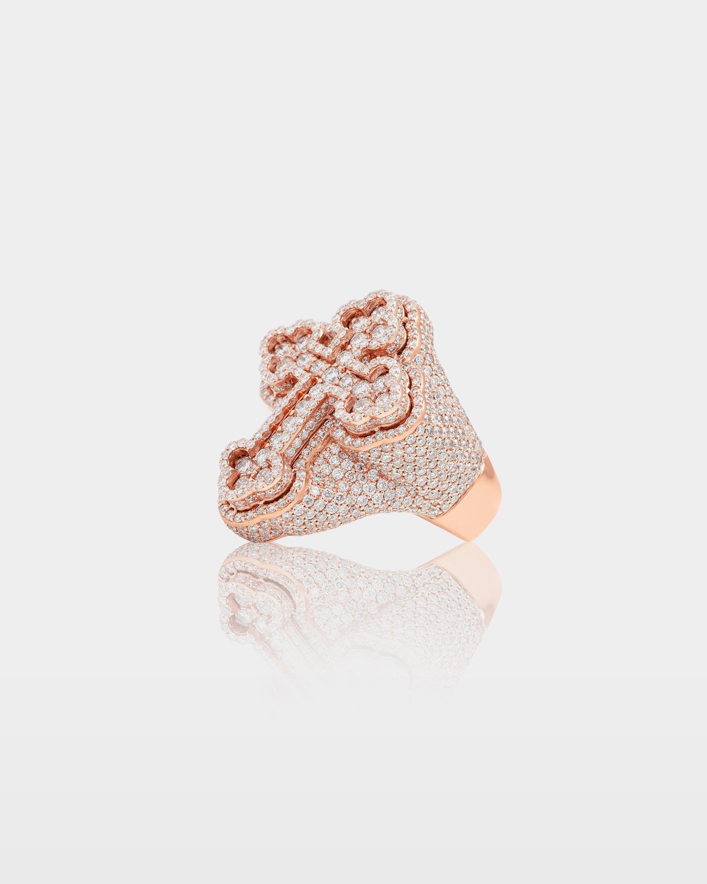 Gold Pavé Diamond Cross Statement Ring