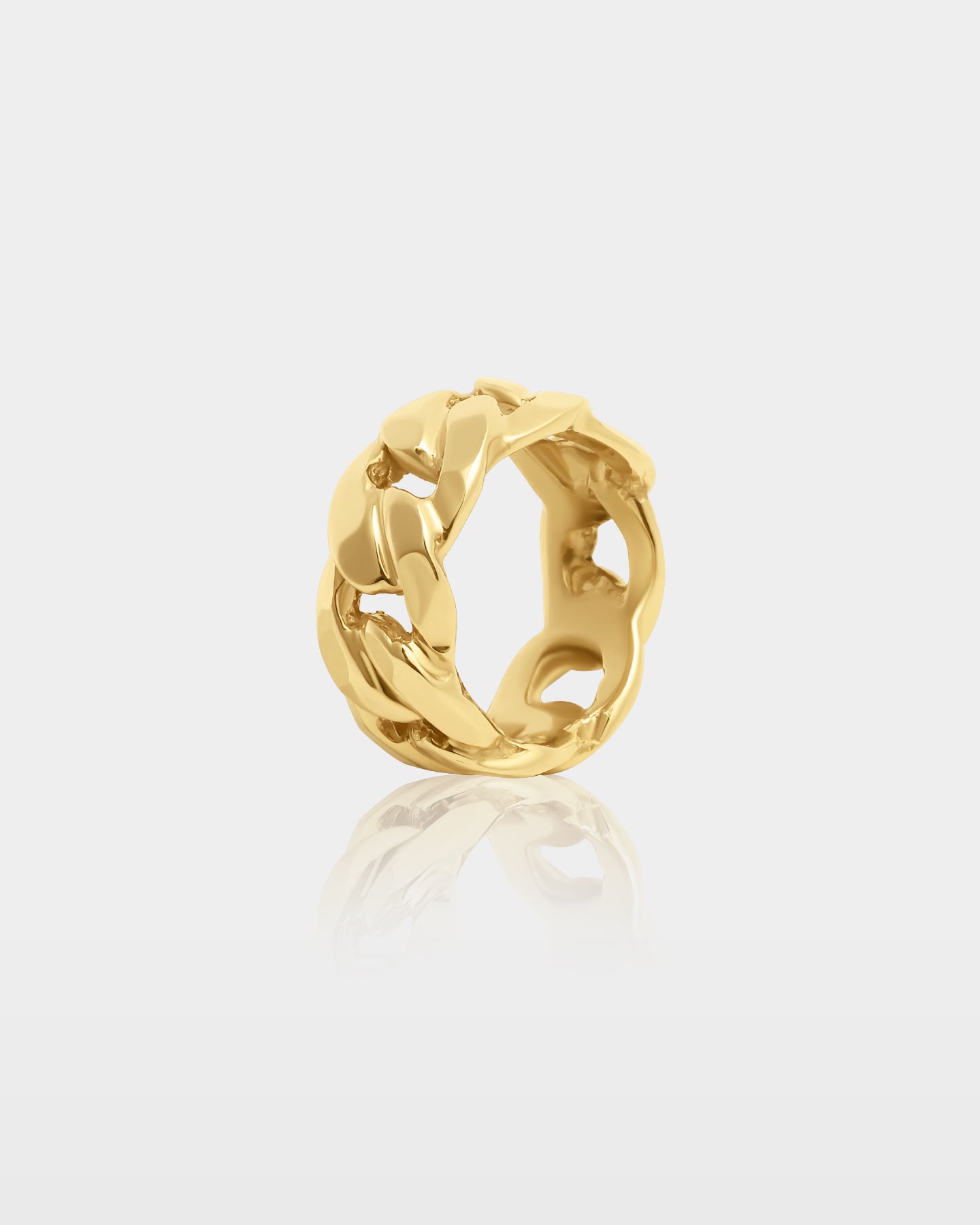 Yellow Gold Cuban Link Ring | The Ice Champ Texas