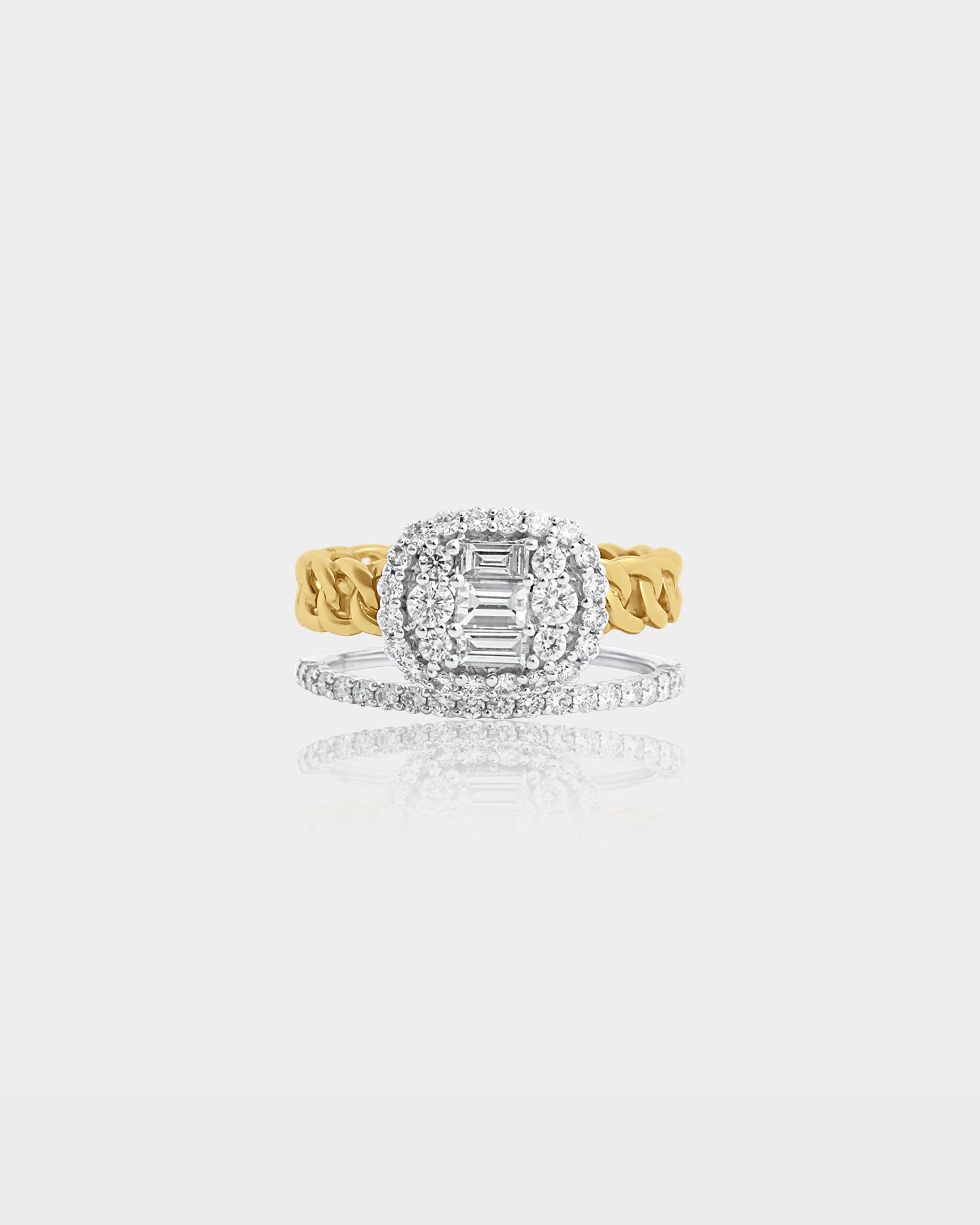 Two Tone Double Band Diamond Cluster Ring | The Ice Champ JEwelry