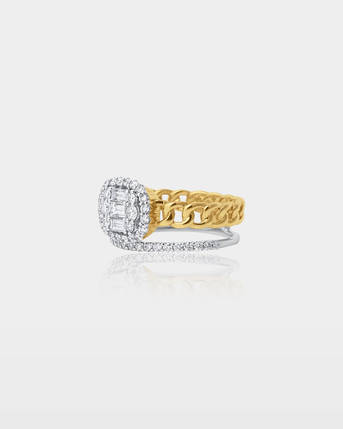 Two Tone Double Band Diamond Cluster Ring | The Ice Champ JEwelry