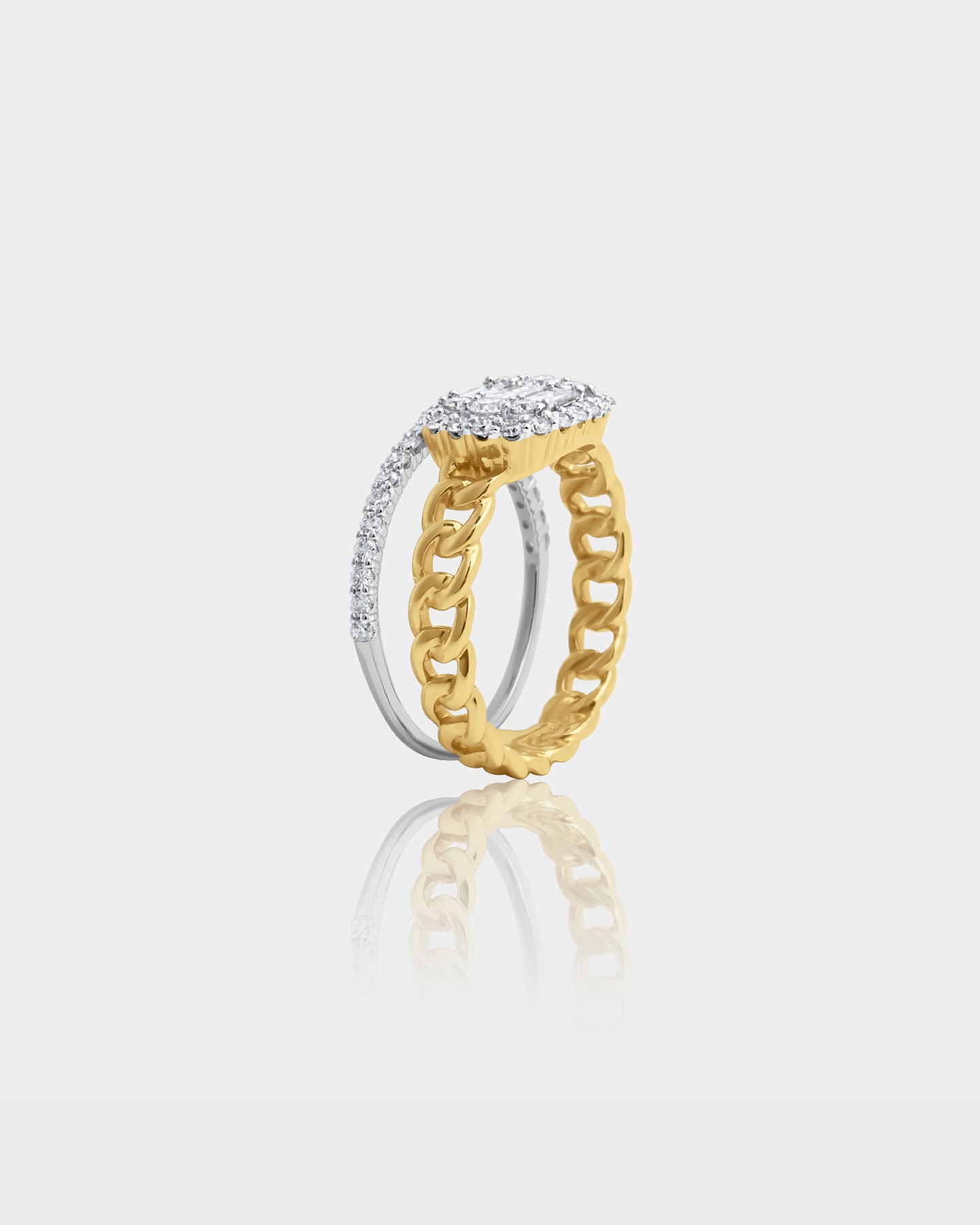 Two Tone Double Band Diamond Cluster Ring | The Ice Champ JEwelry