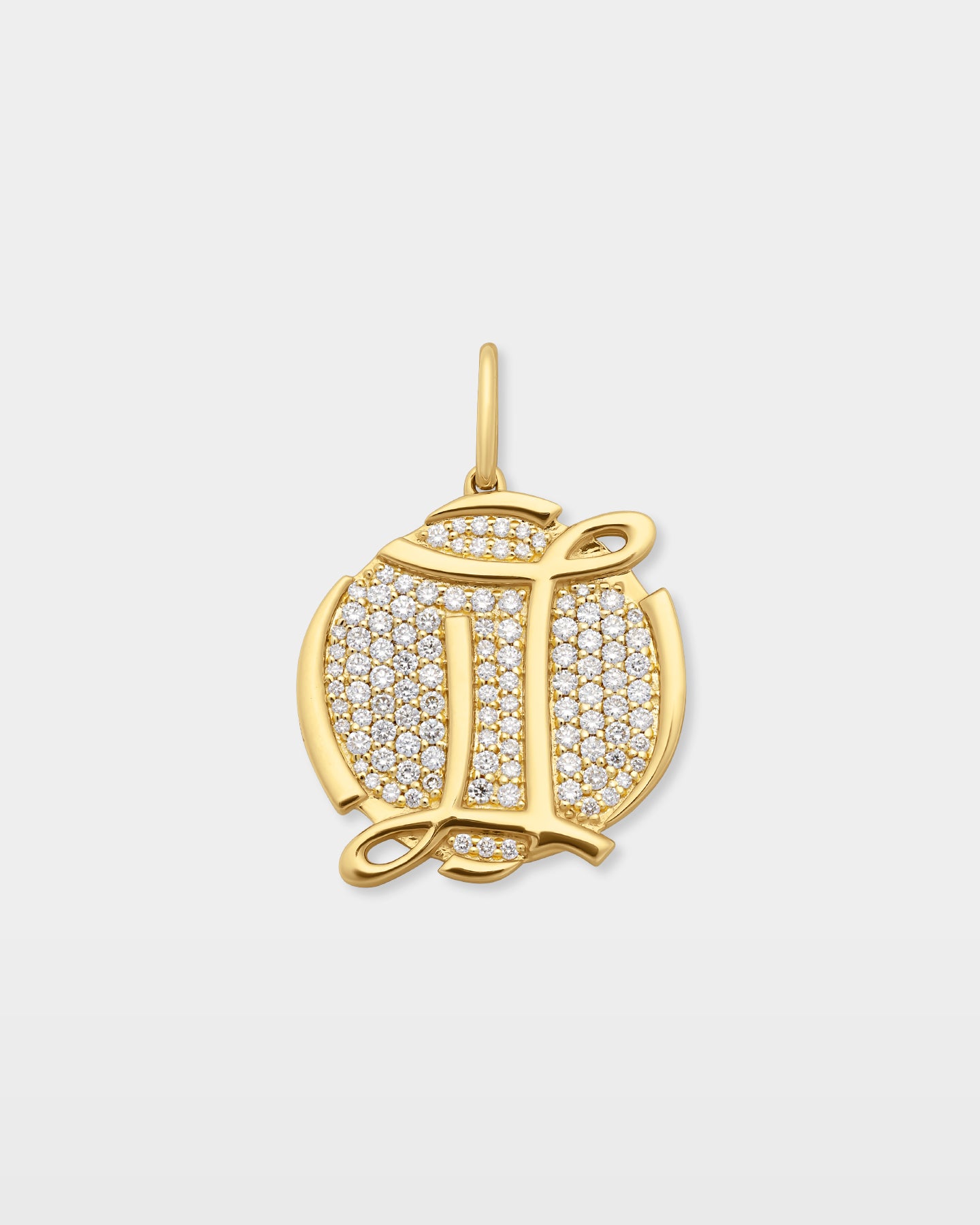 Yellow Gold Gemini Zodiac Pavé Diamond Pendant | The Ice Champ Texas