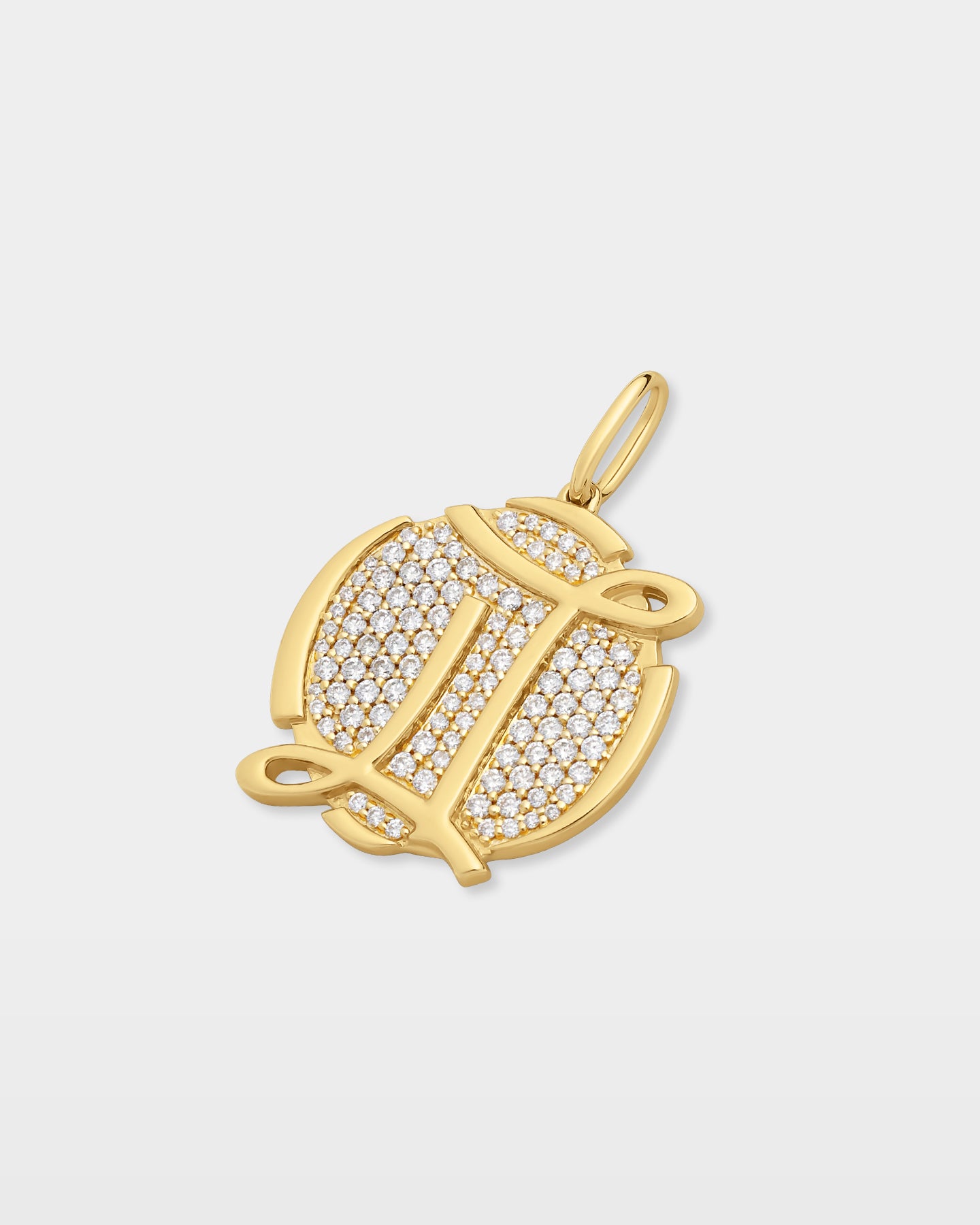 Yellow Gold Gemini Zodiac Pavé Diamond Pendant | The Ice Champ Texas