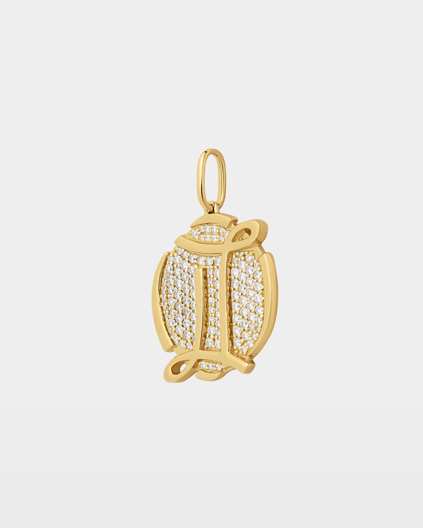 Yellow Gold Gemini Zodiac Pavé Diamond Pendant | The Ice Champ Texas
