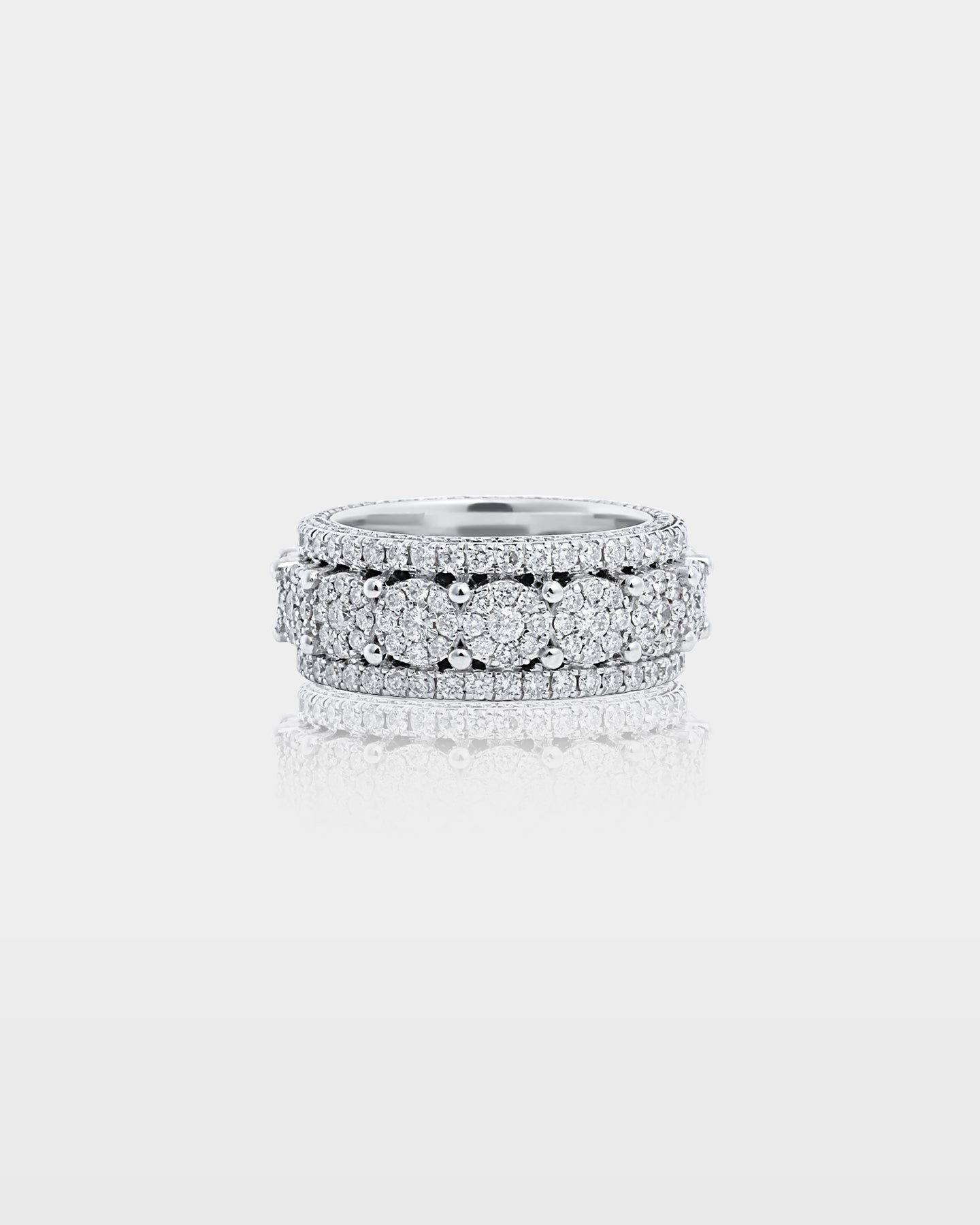 White Gold Multi-Row Diamond Eternity Ring | The Ice Champ Jewelry