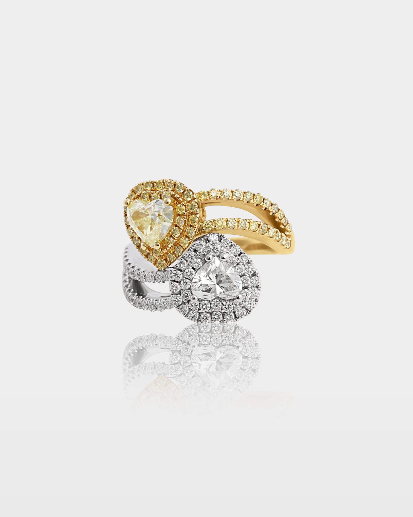 Two Tone Double-Heart Diamond Wrap Ring | The Ice Champ Dallas