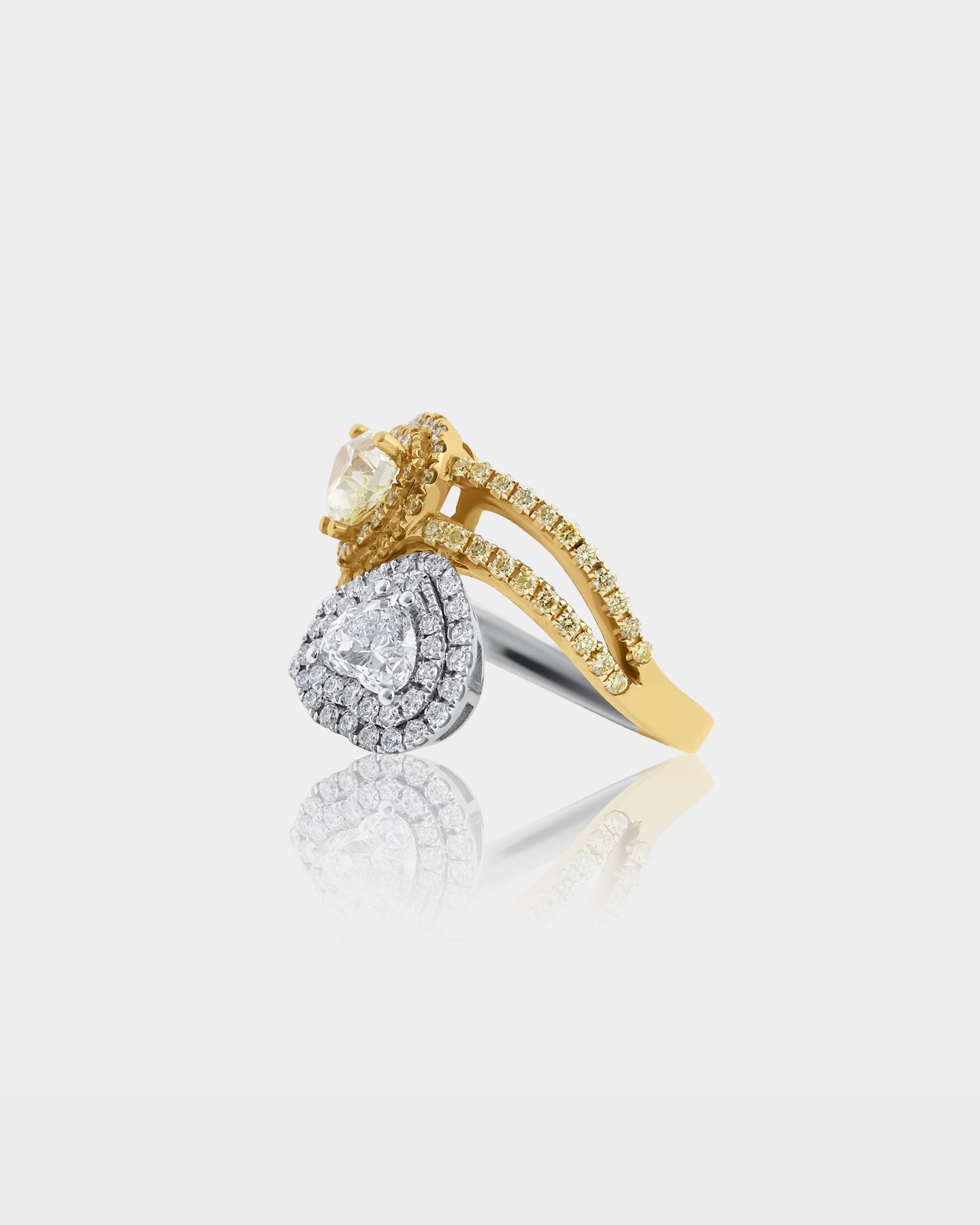 Two Tone Double-Heart Diamond Wrap Ring | The Ice Champ Dallas
