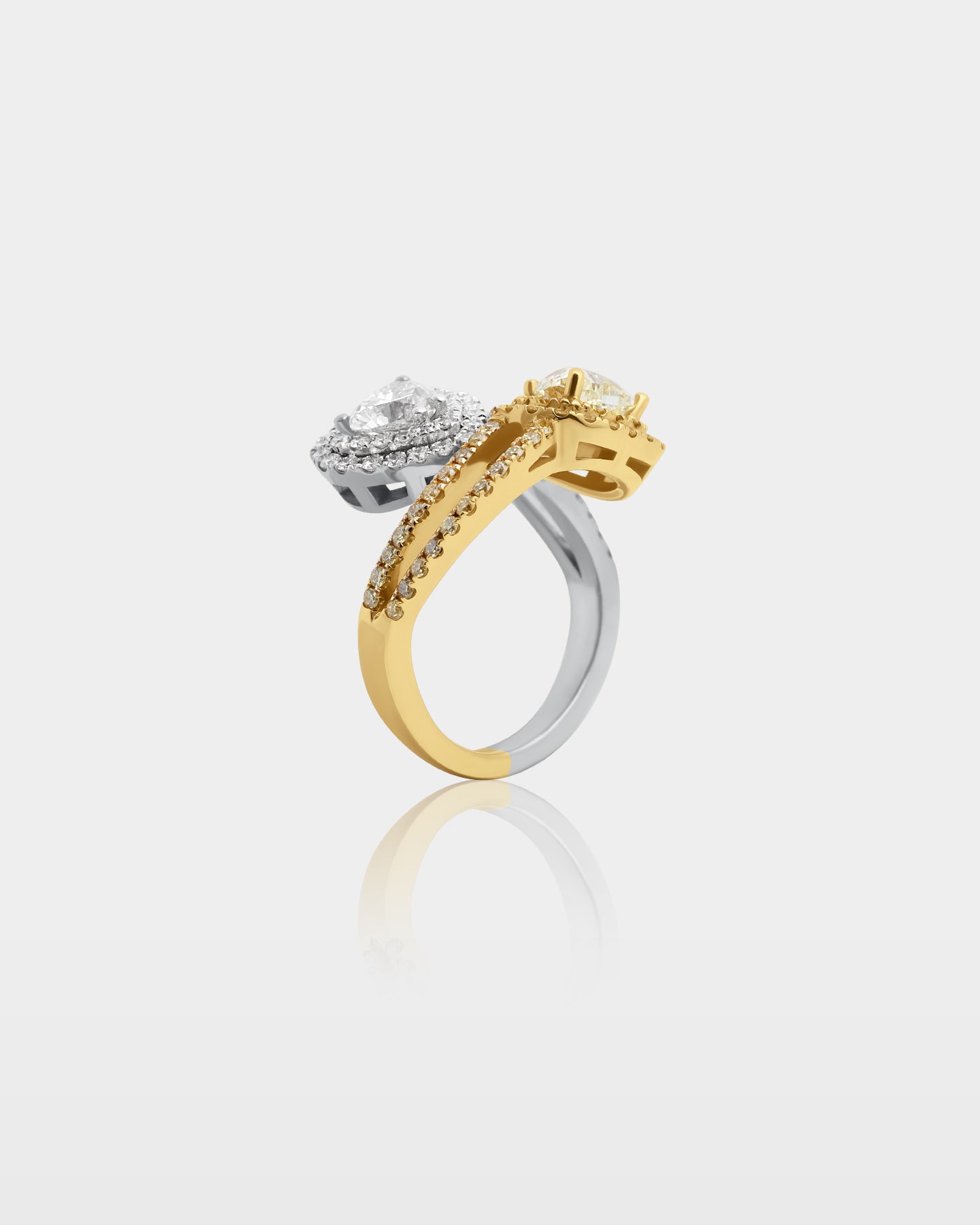 Two Tone Double-Heart Diamond Wrap Ring | The Ice Champ Dallas