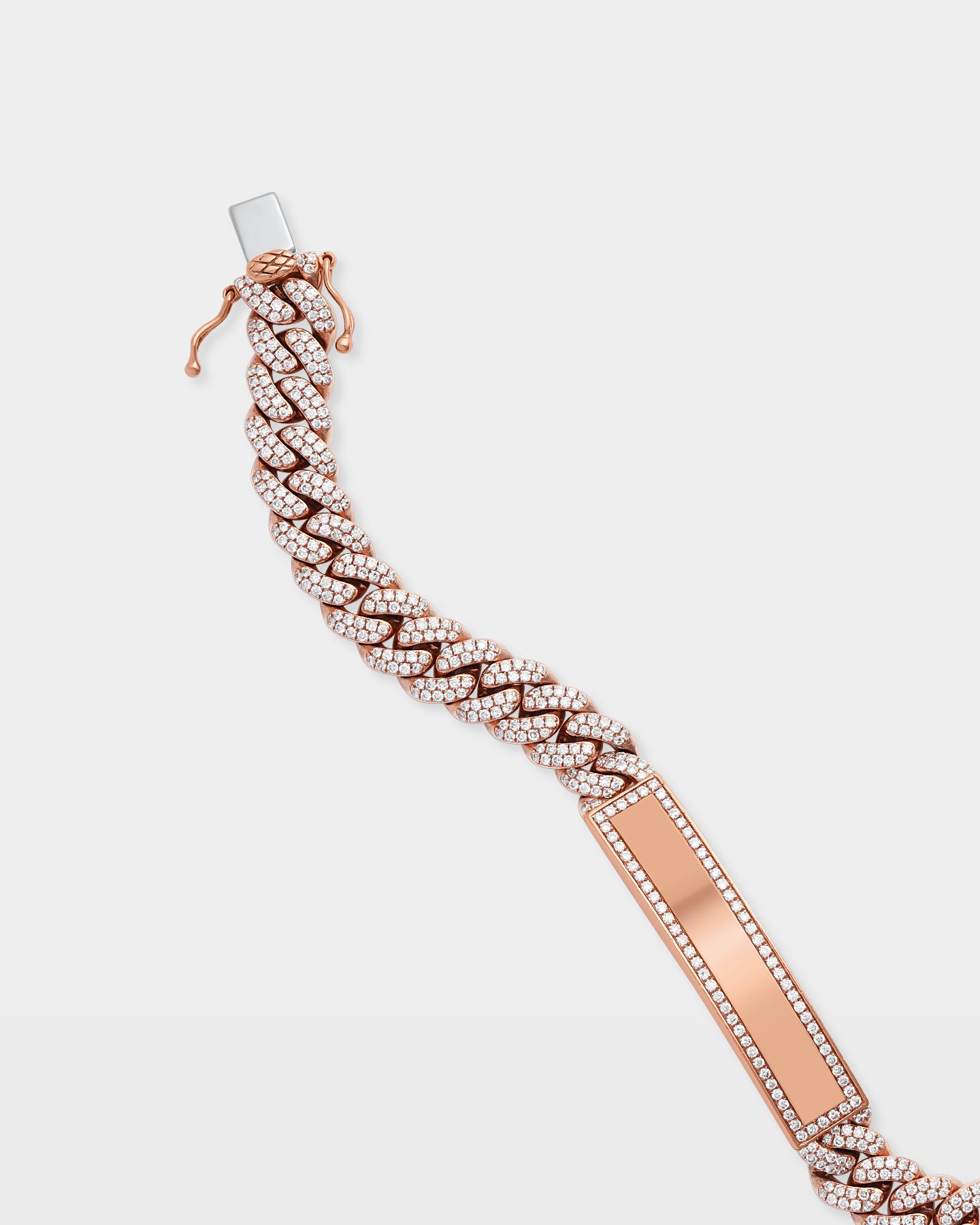 Rose Gold ID Cuban Link Diamond Bracelet | The Ice Champ Mens Jewelry