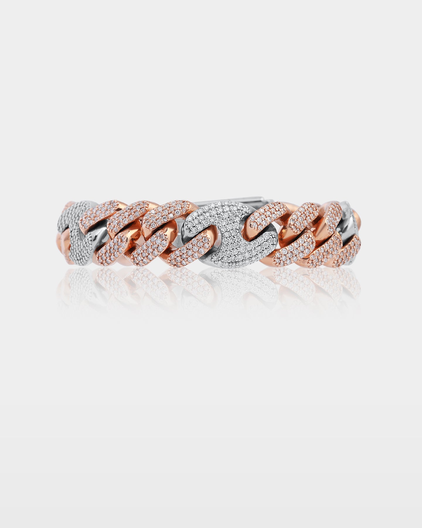 Two-Tone Iced Mariner Cuban Link Bracelet | The Ice Champ USA