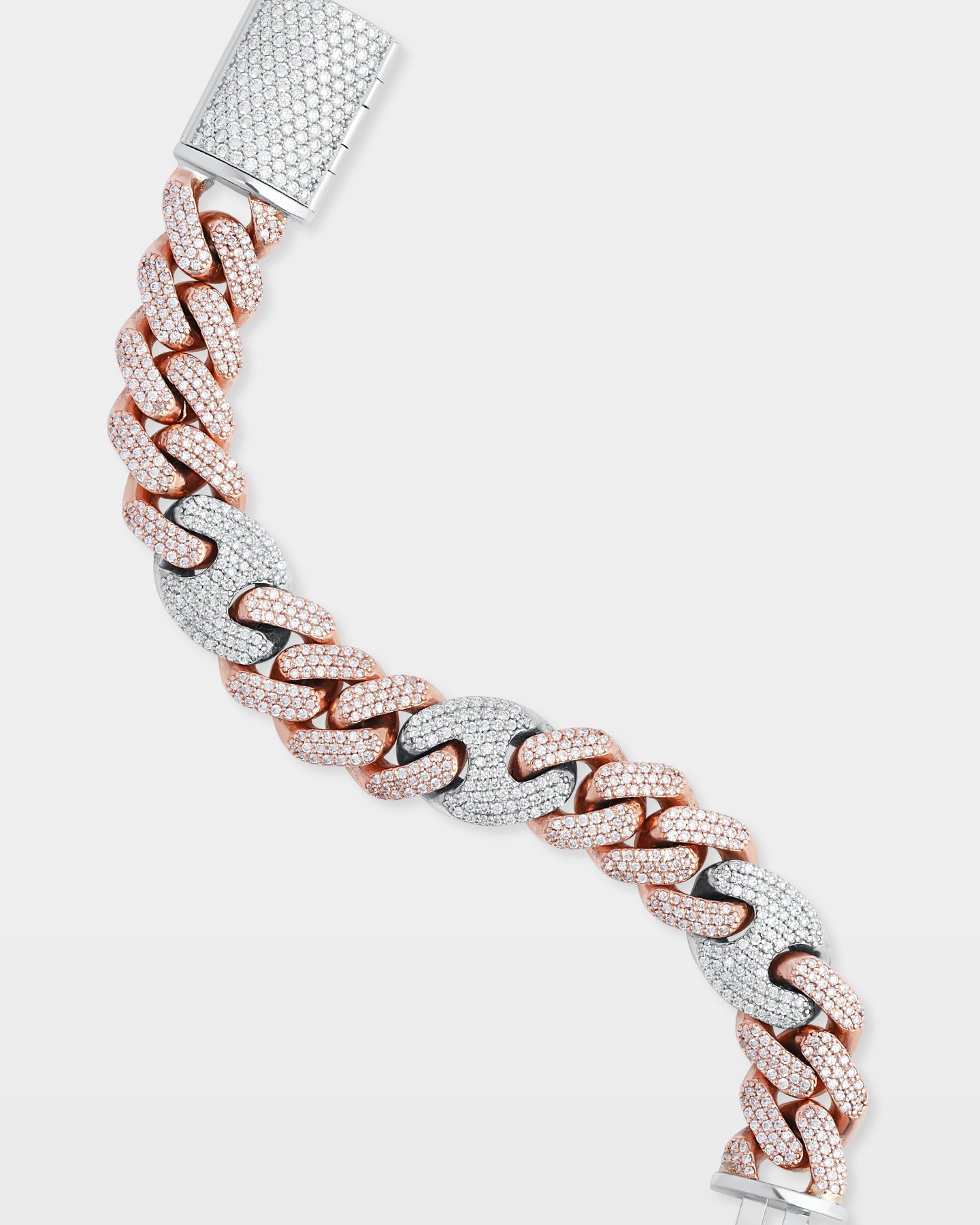 Two-Tone Iced Mariner Cuban Link Bracelet | The Ice Champ USA