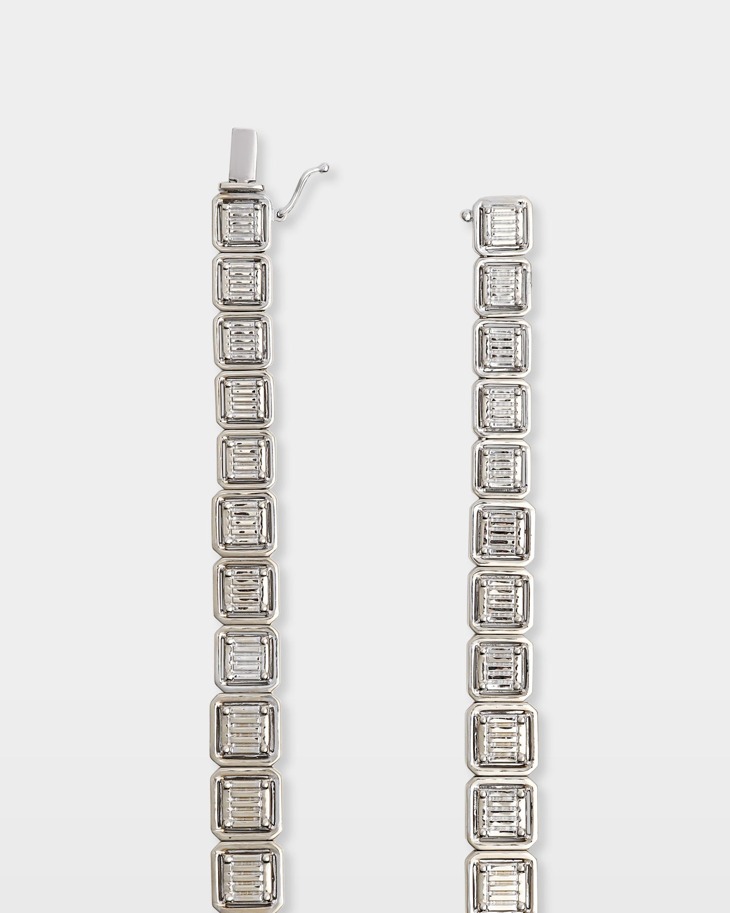 Square Half Halo Baguette Diamond Tennis Necklace | Ice Champ Jewelry TX